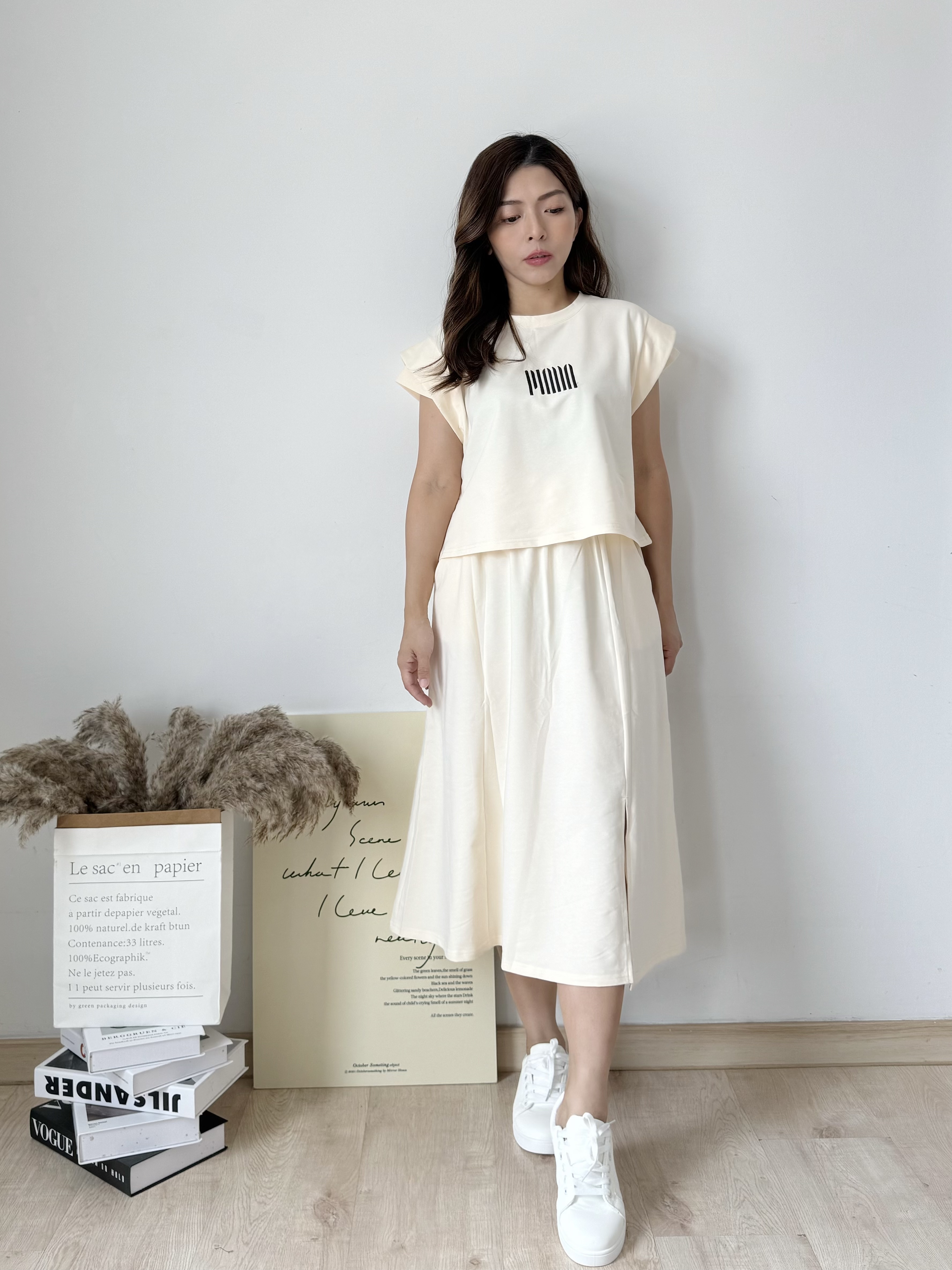 Mabel Embroidered Skirt Set 韩系休闲A字半长裙套装