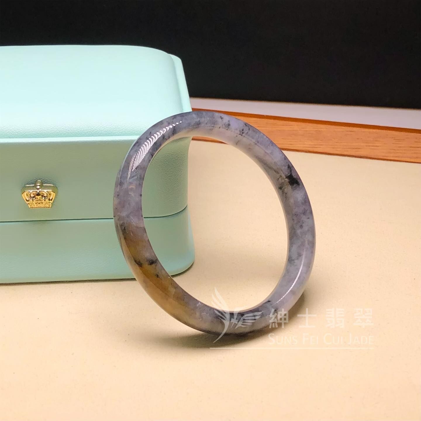 紫底烏雞帶翡色貴妃鐲51.9mm