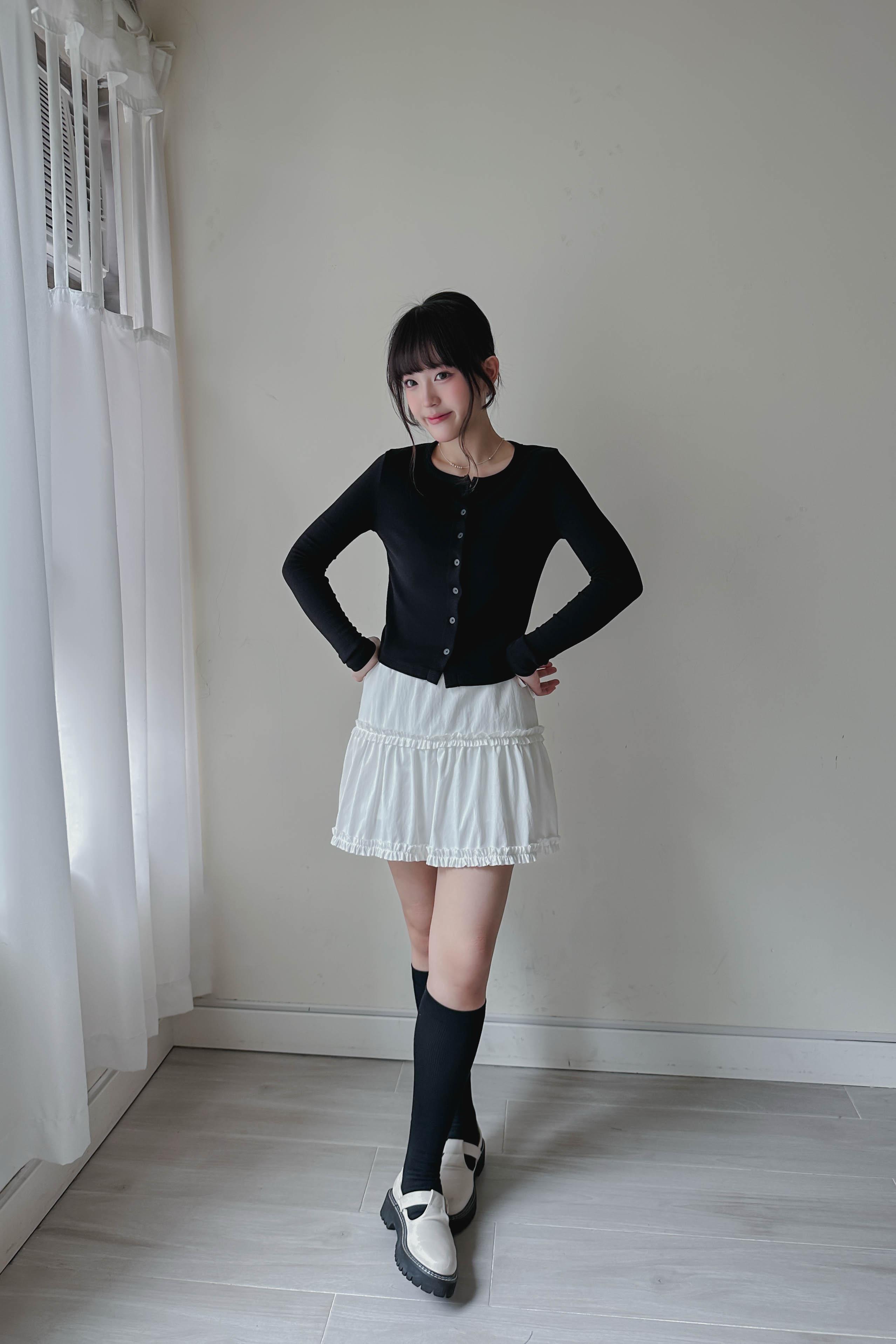 荷葉邊半身短裙 [✓防走光安全褲] (兩色入)