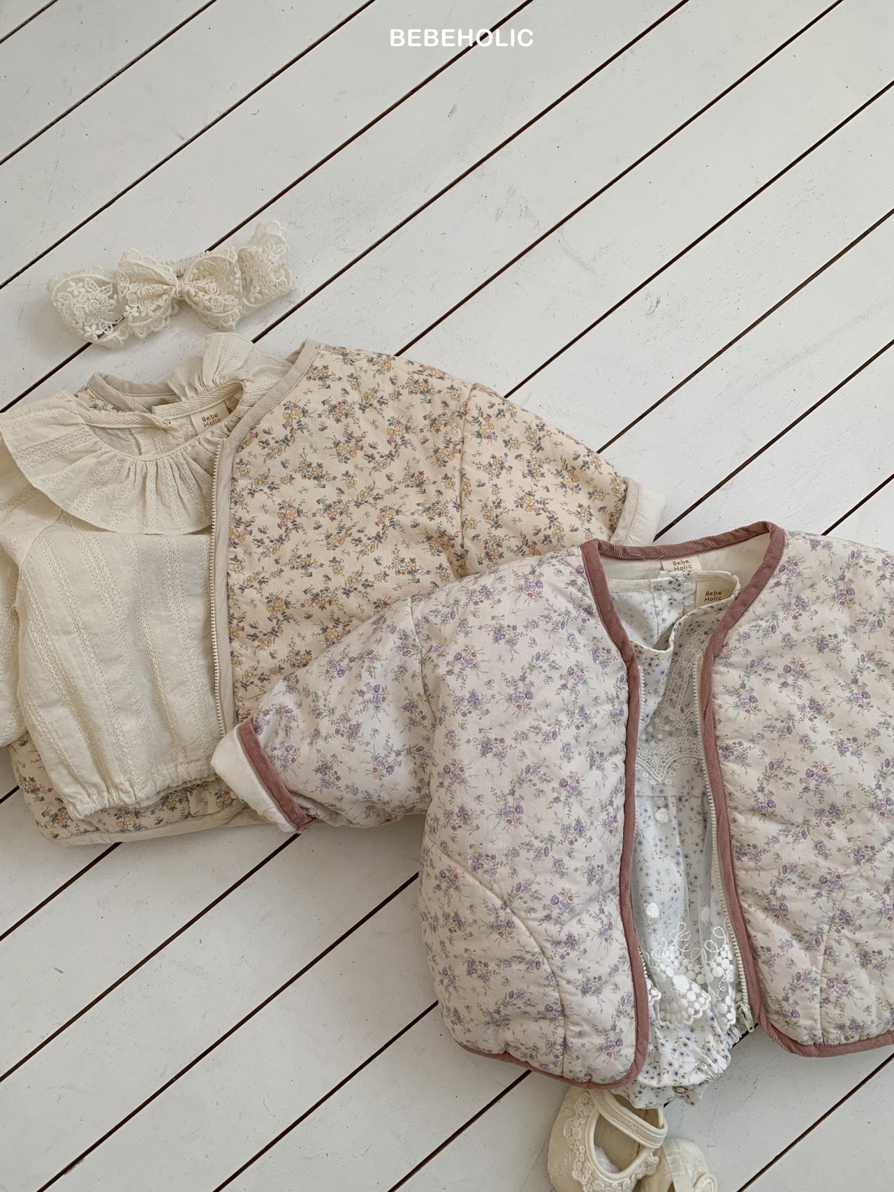 🌸預訂 韓國直送🌸🇰🇷BEBEHOLIC兩色碎花拉鍊外套