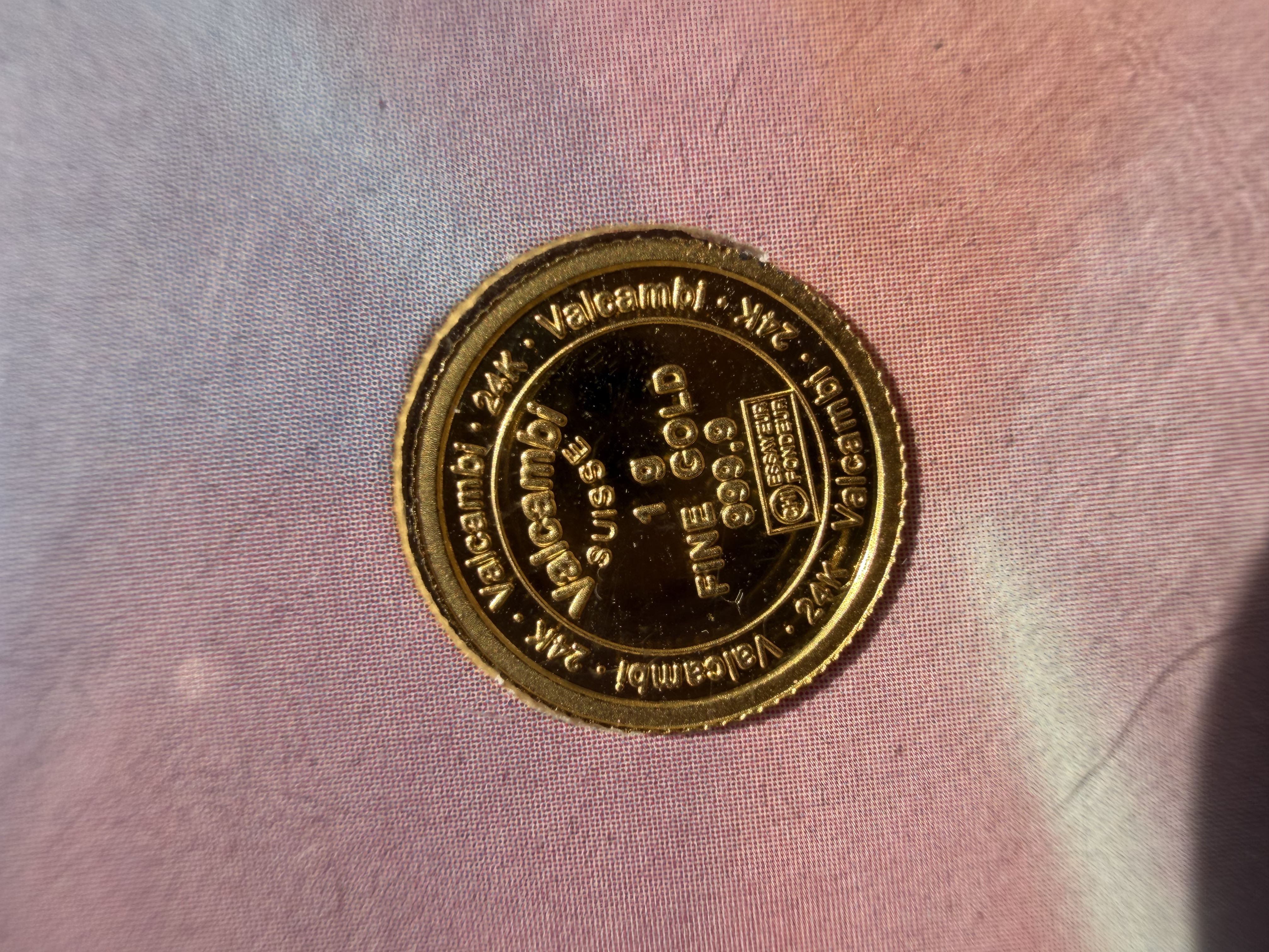 (SN3564) VALCAMBI 🇨🇭RARE Rose 1g Swiss Gold Bar Emas 999.9 玫瑰