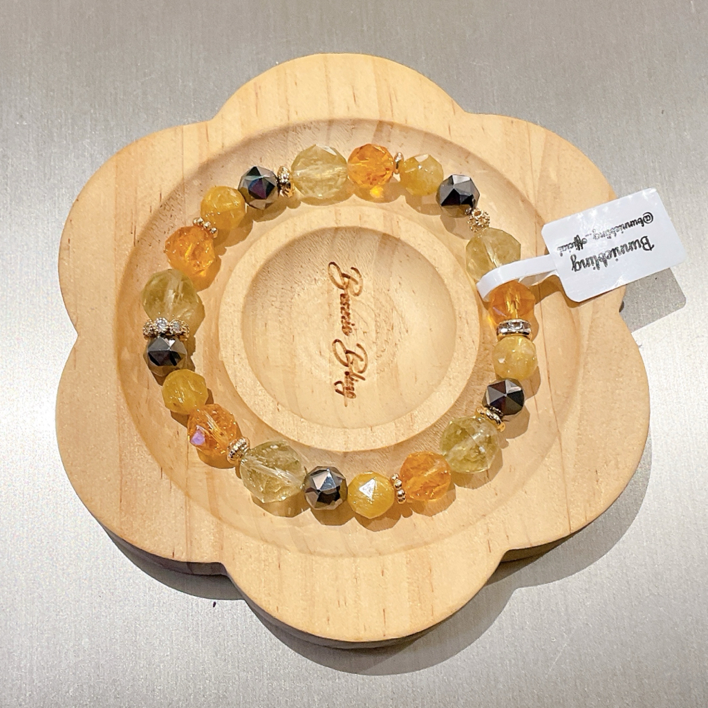 【金色聖光•豐盛顯化】隕石金髮晶能量手鏈✨