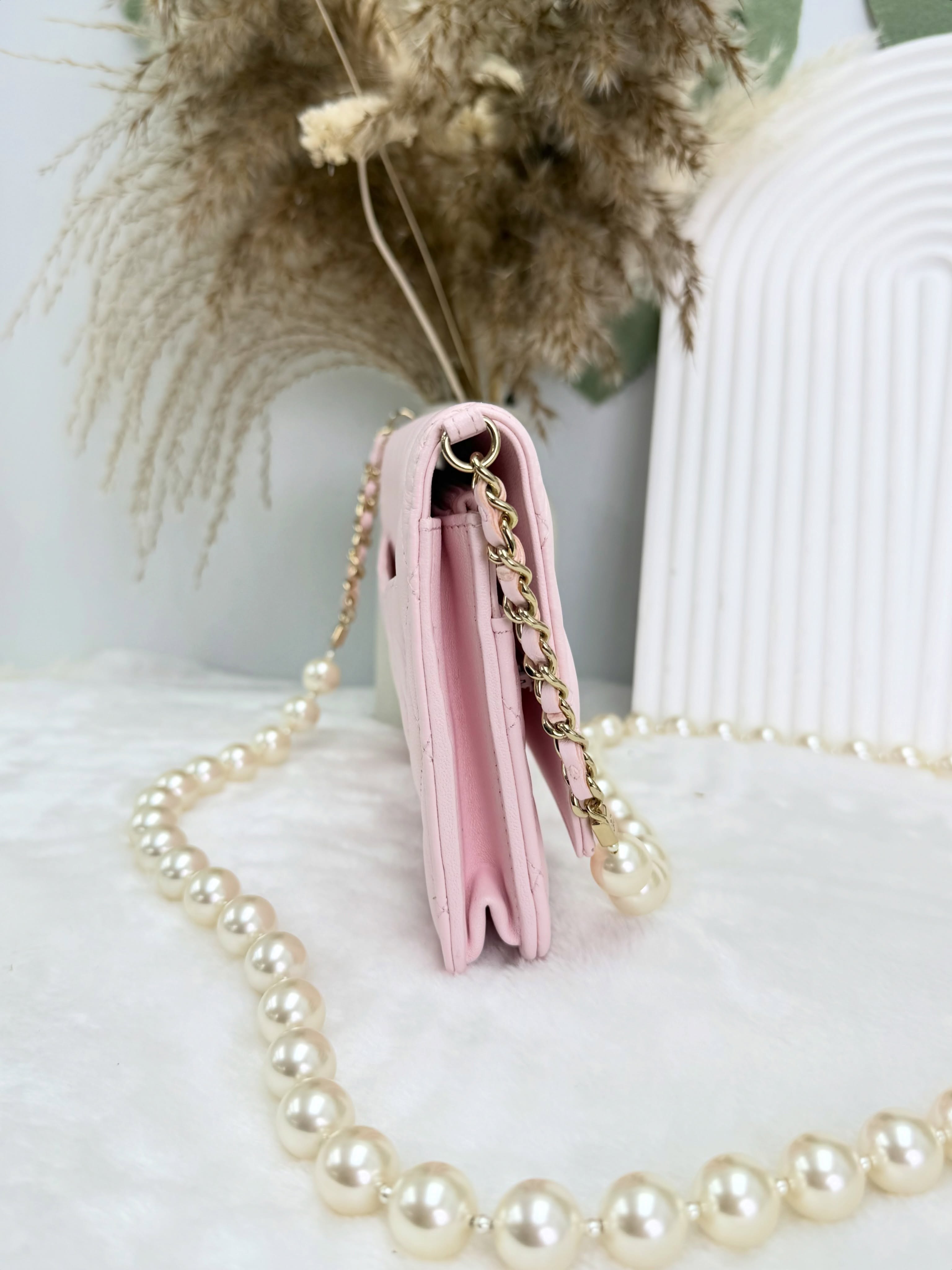 Chanel👜 PRE OWNED 🛍️櫻花粉紅珍珠珠鏈 woc💗  