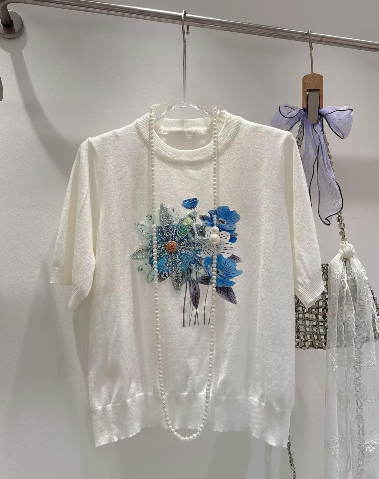 立體花朵刺綉線料top