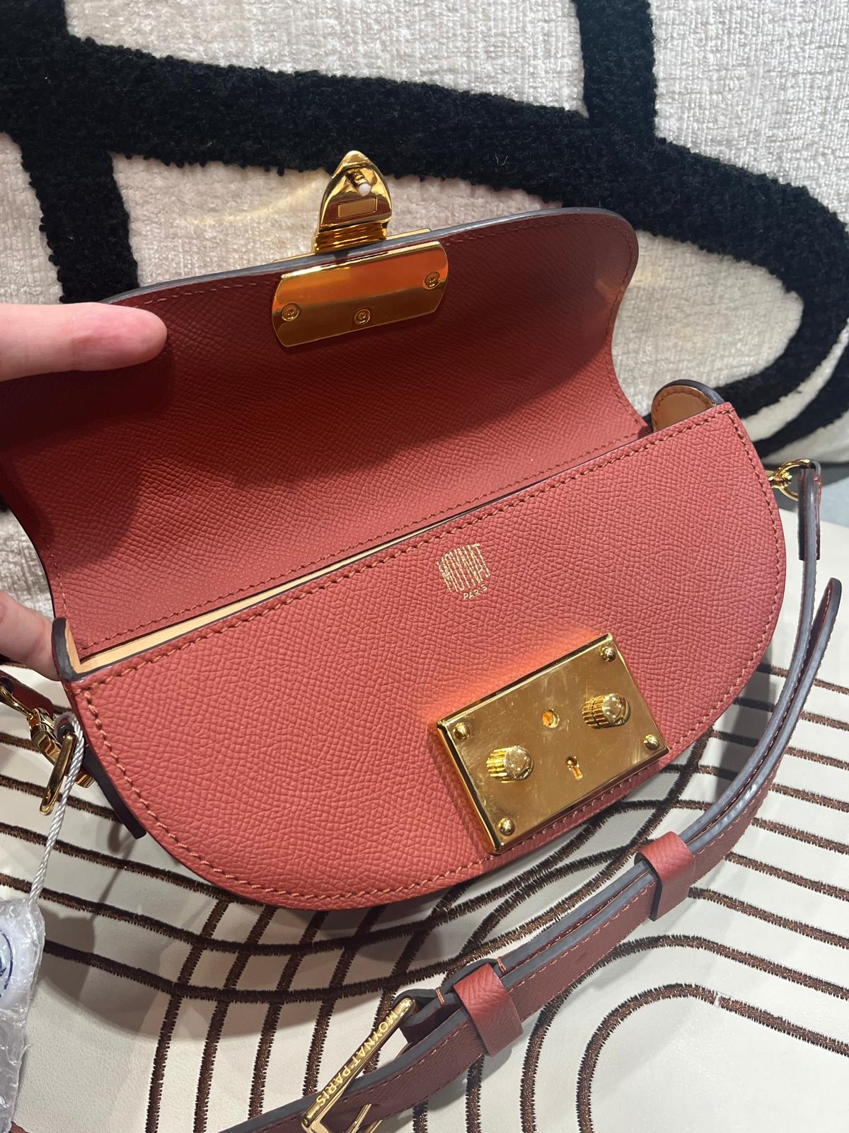 MOYNAT Flori  小牛皮手提兩用馬鞍包.紅棕,100%Authentic, 98%New