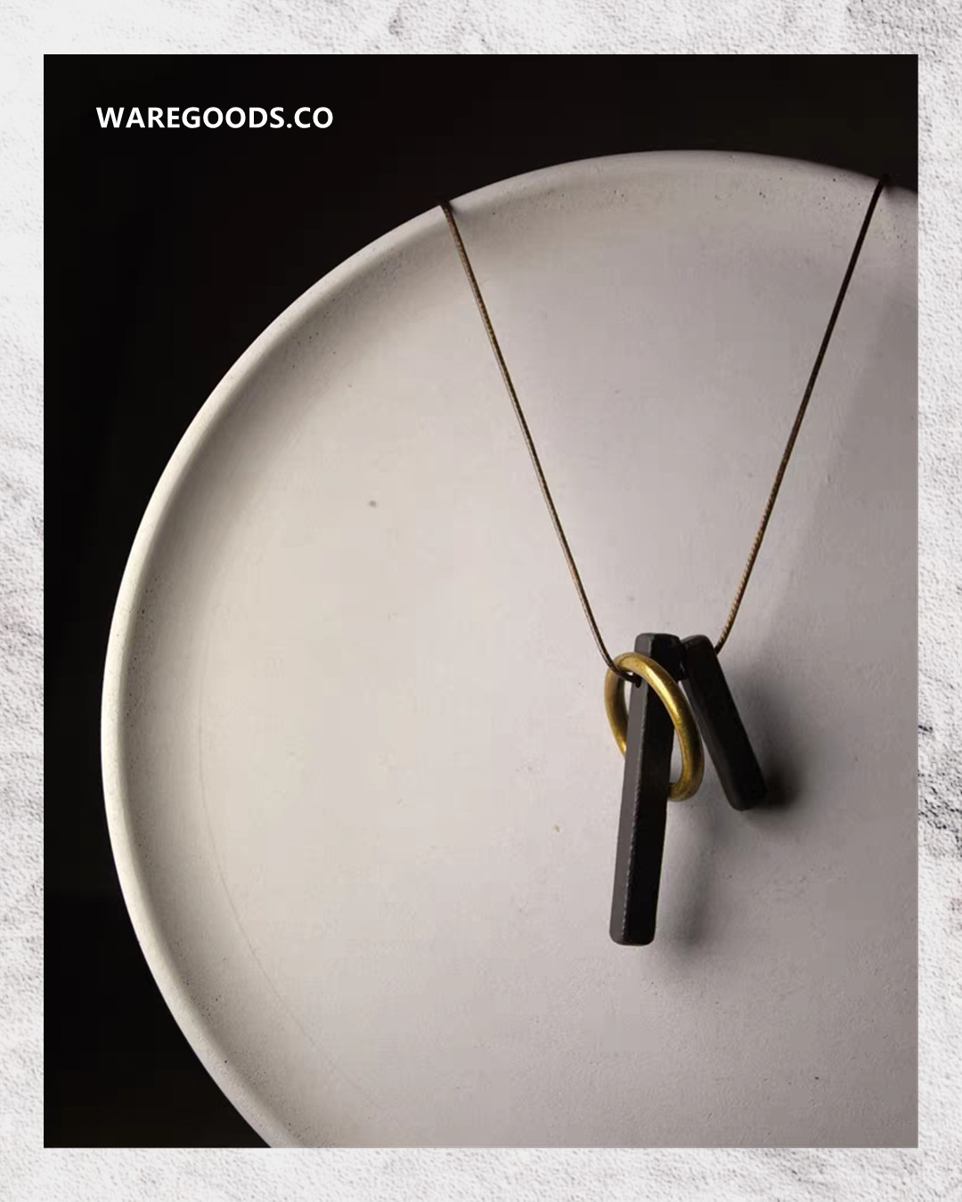 W601黑檀木合金吊墜頸鏈