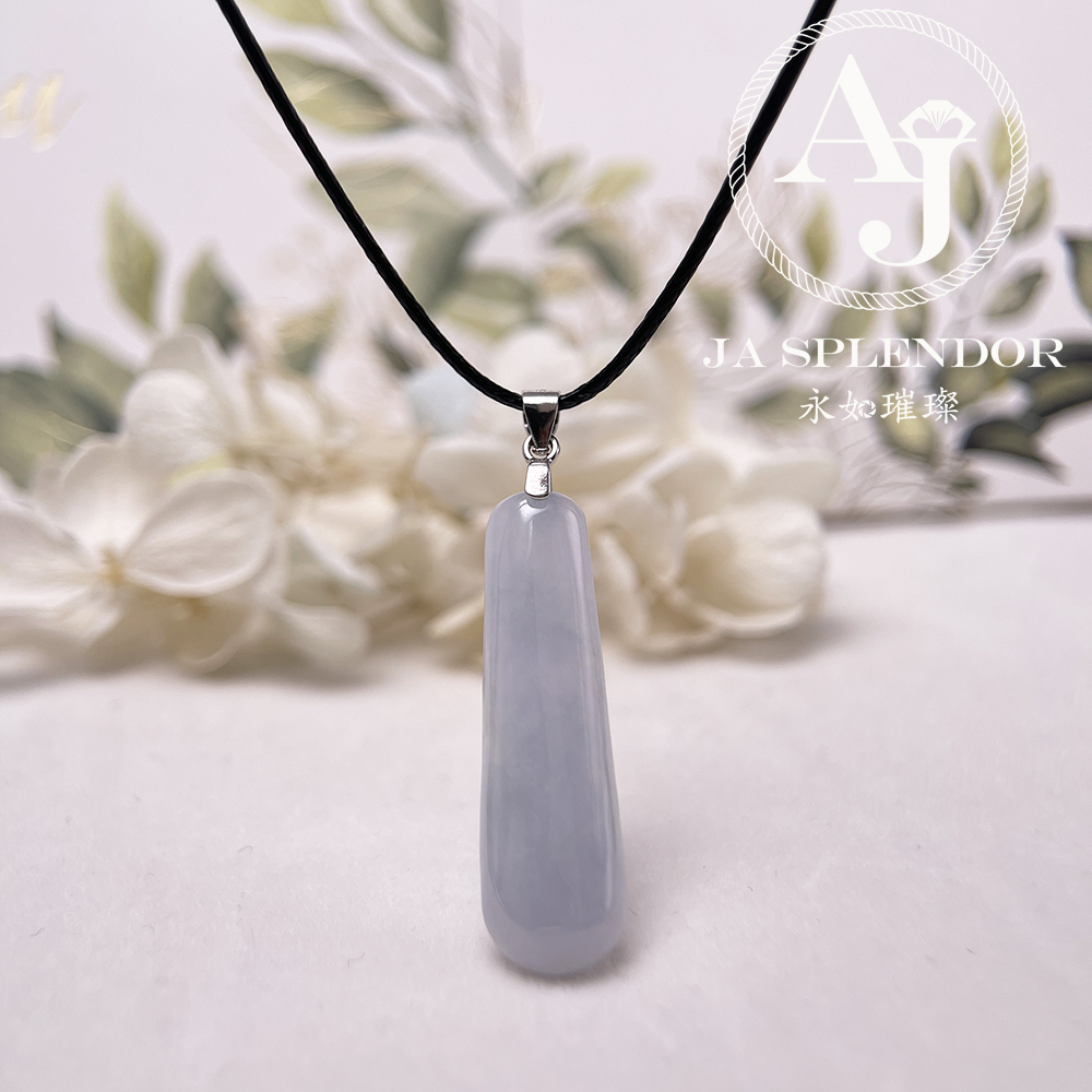 JN-1283 天然翡翠A玉 冰種紫藍平安無事牌吊墜