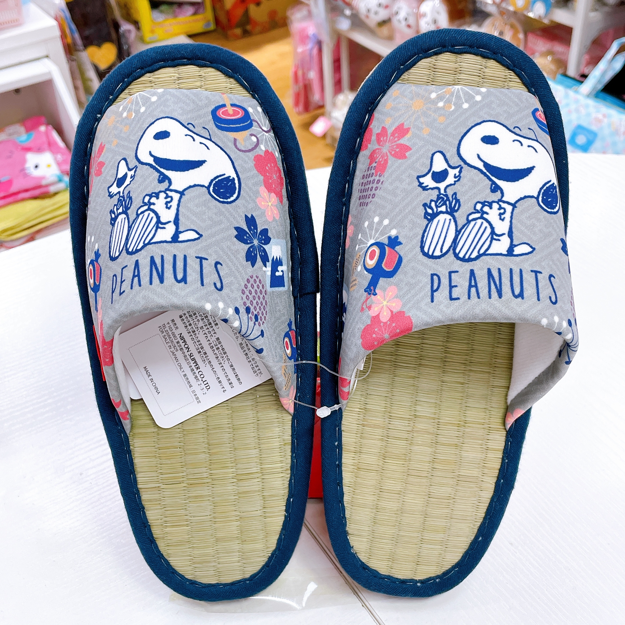 日本直送snoopy 新款竹蓆家居拖鞋 23-25cm