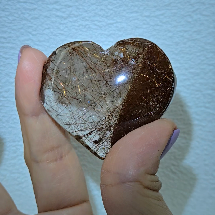 Copper rutilated lodolite garden quartz heart - RT736