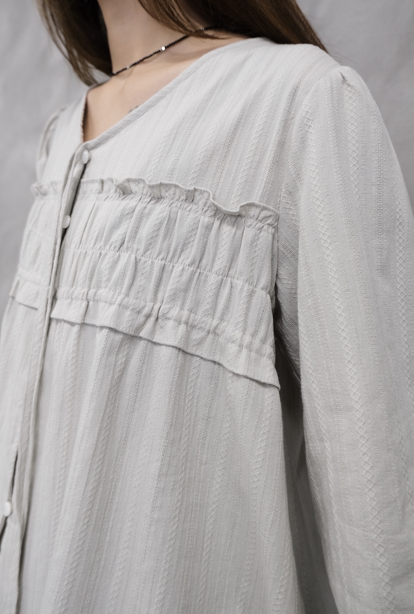 Ruched V-Neck Blouse #top155