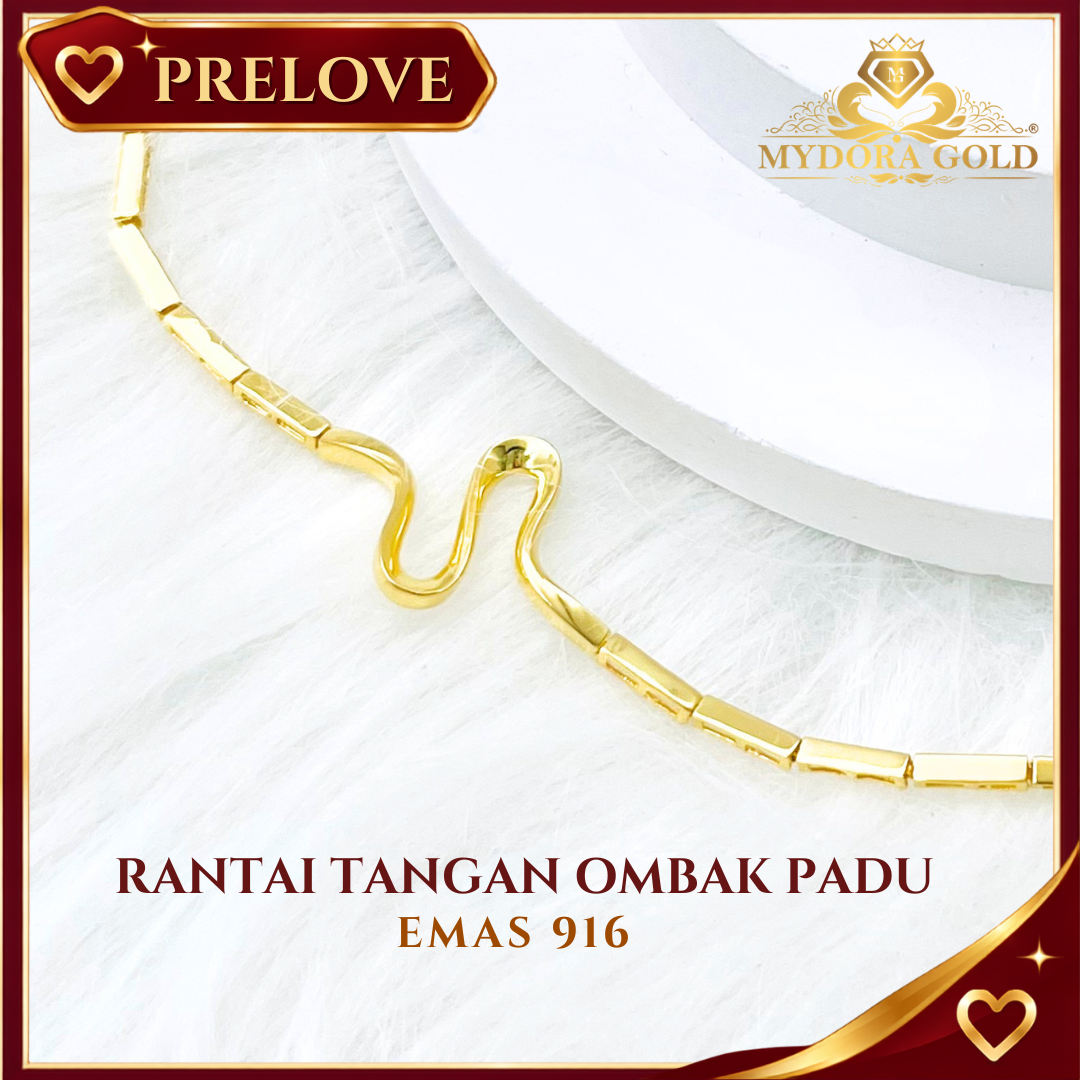 Pre-Loved: Rantai Tangan Ombak Padu l EMAS 916/22K