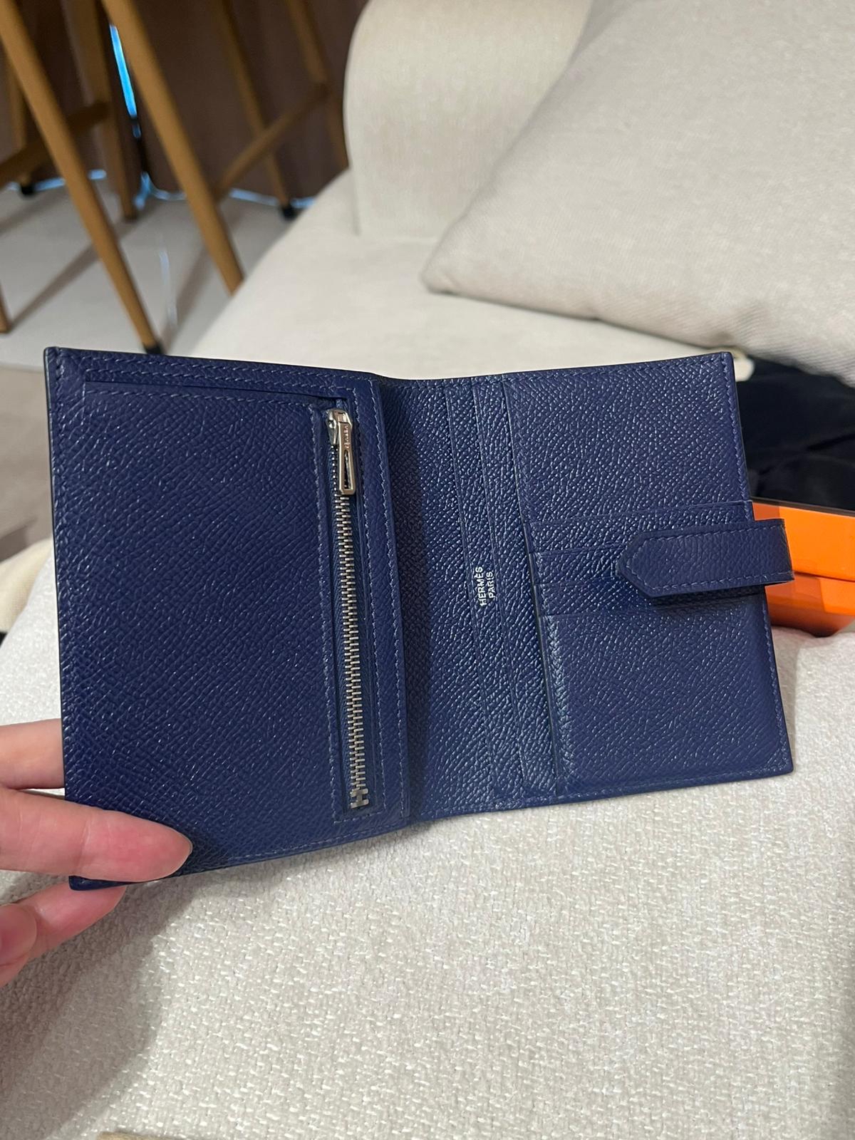 HERMES BEARN WALLET Epsom 牛皮，午夜藍 Stamp X 100%Authentic, 98%new ✅BOX 