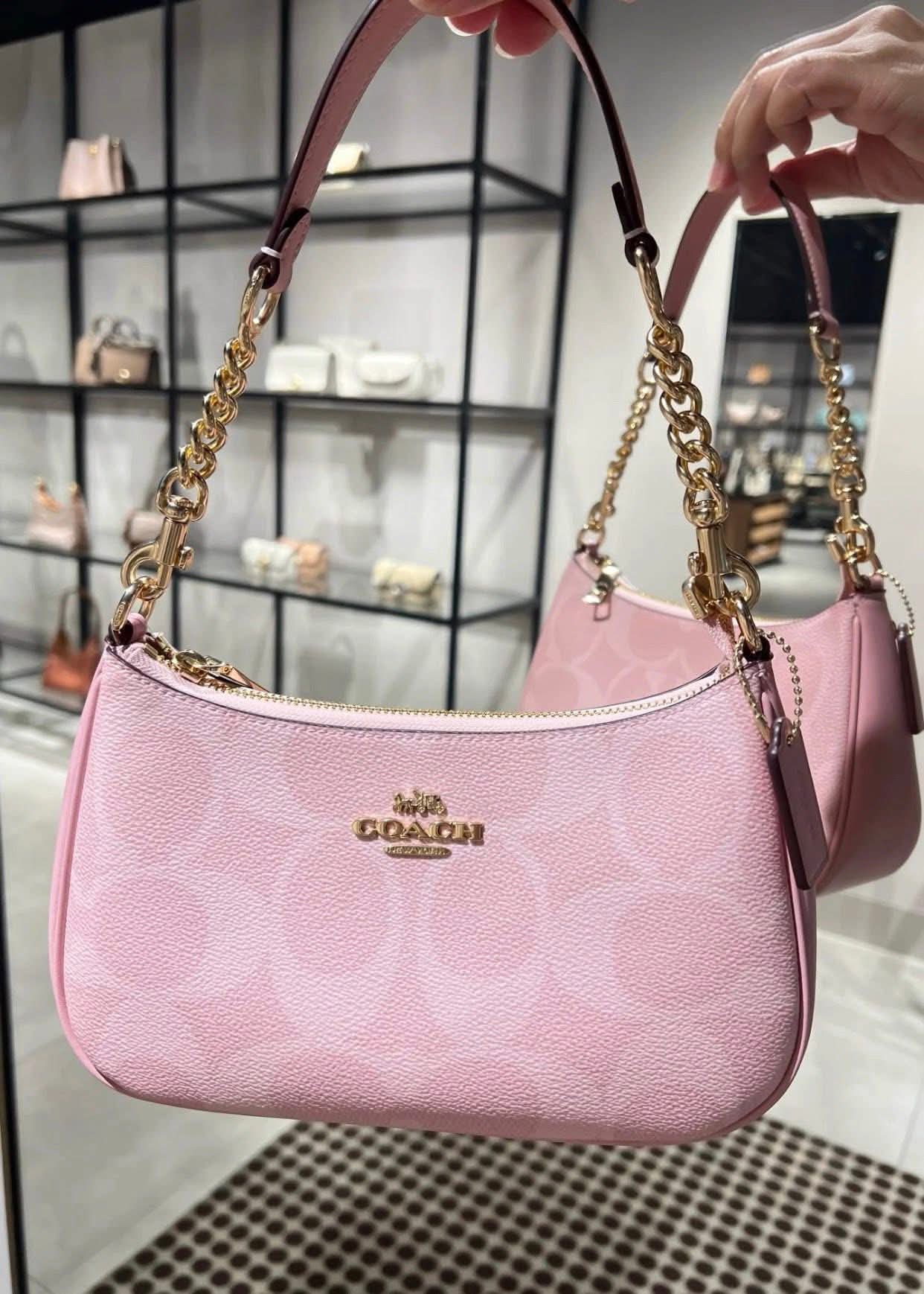 香港現貨-Coach Teri Shoulder Pink Bag