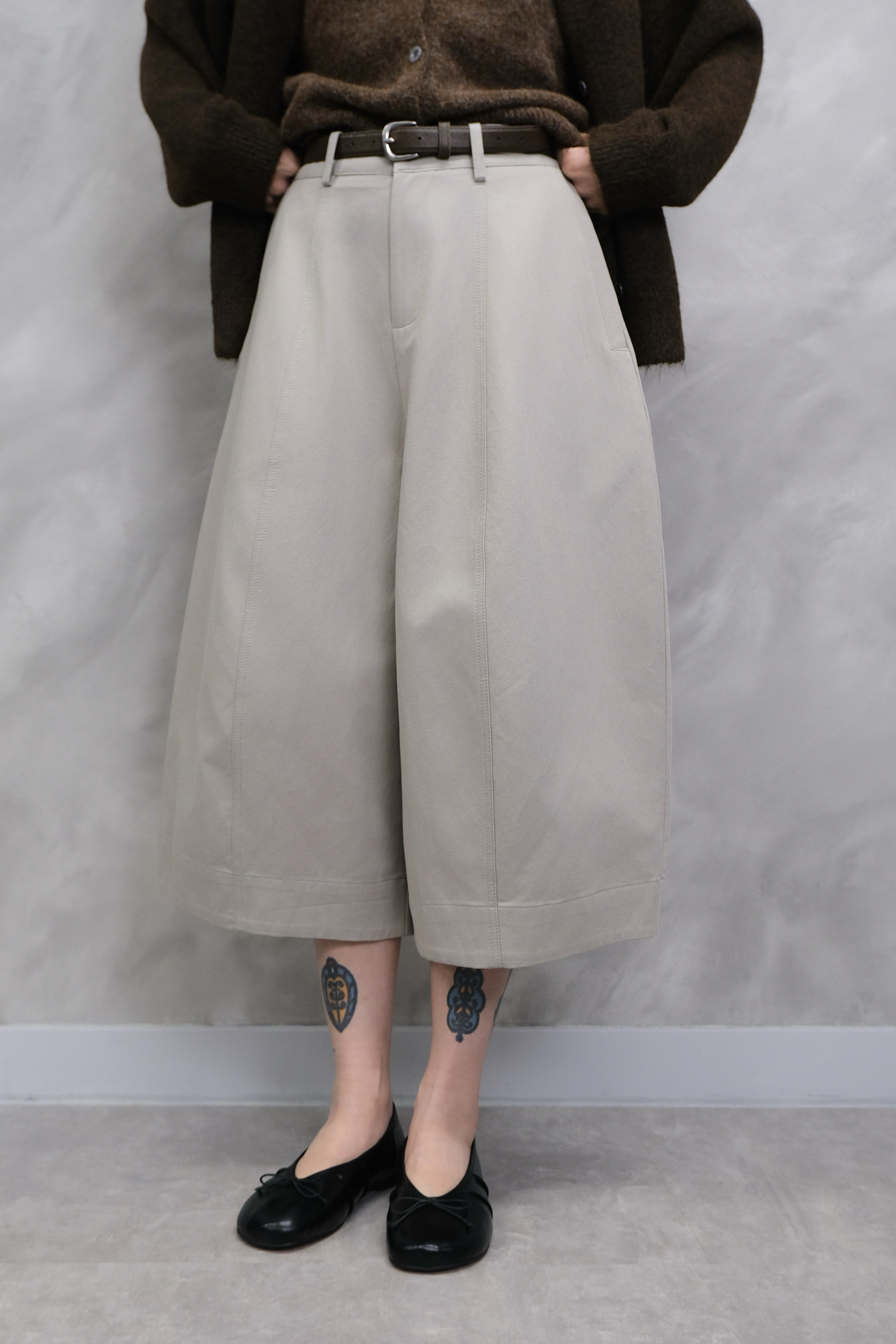 Soft Beige Drape Wide Pants (with belt) #pt87
