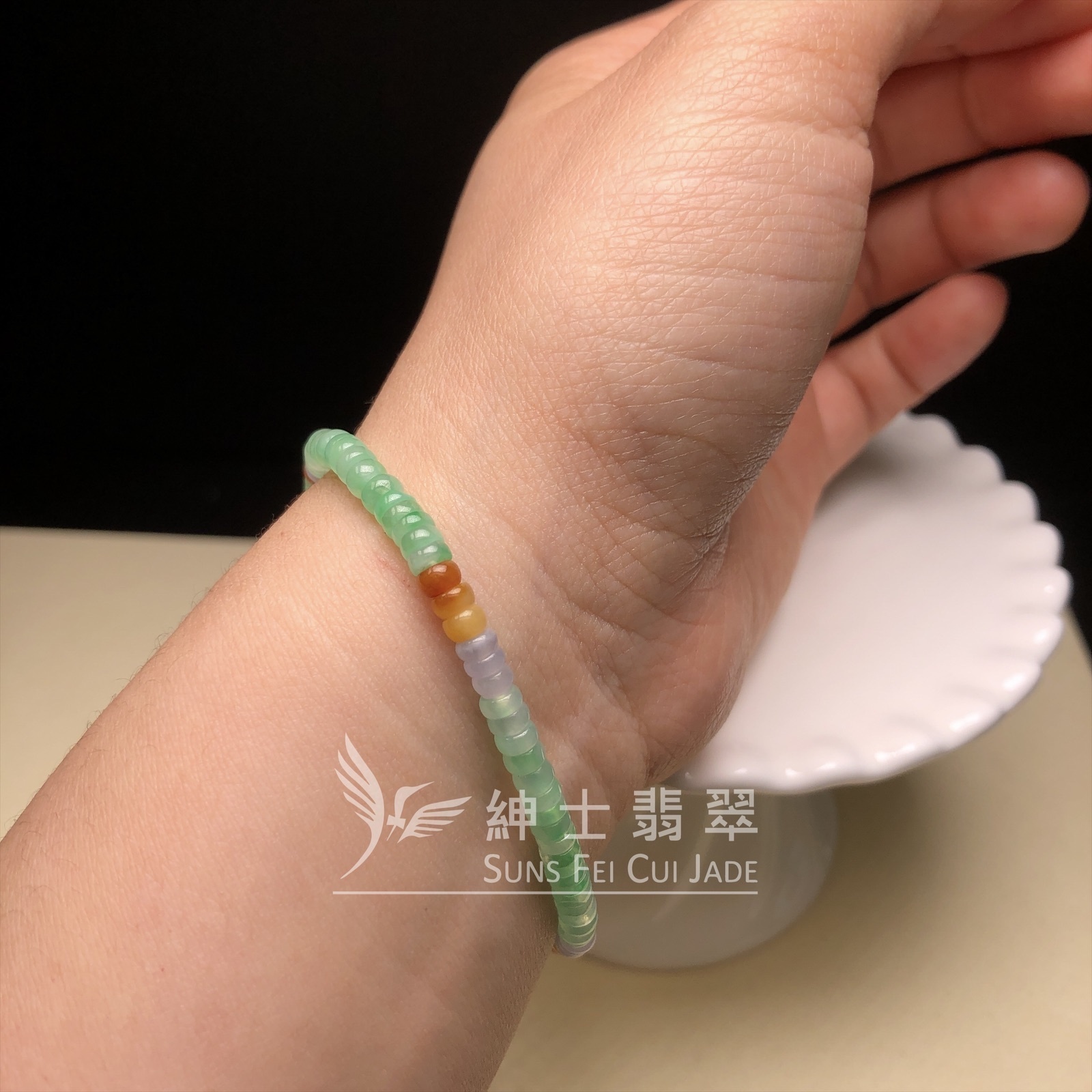 甜綠翡翠拼多寶手串 MC00054