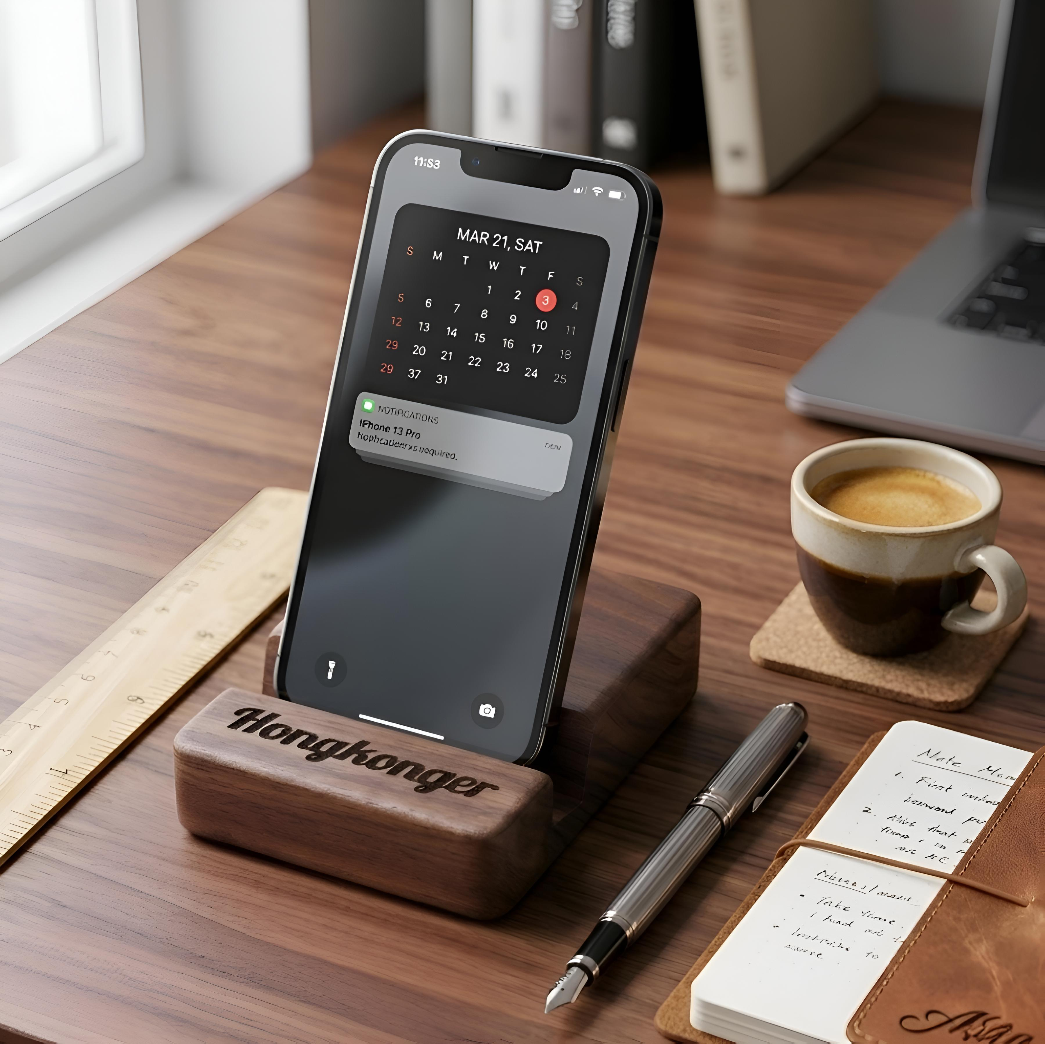 【專屬刻字】HONGKONGER 黑胡核木電話支架