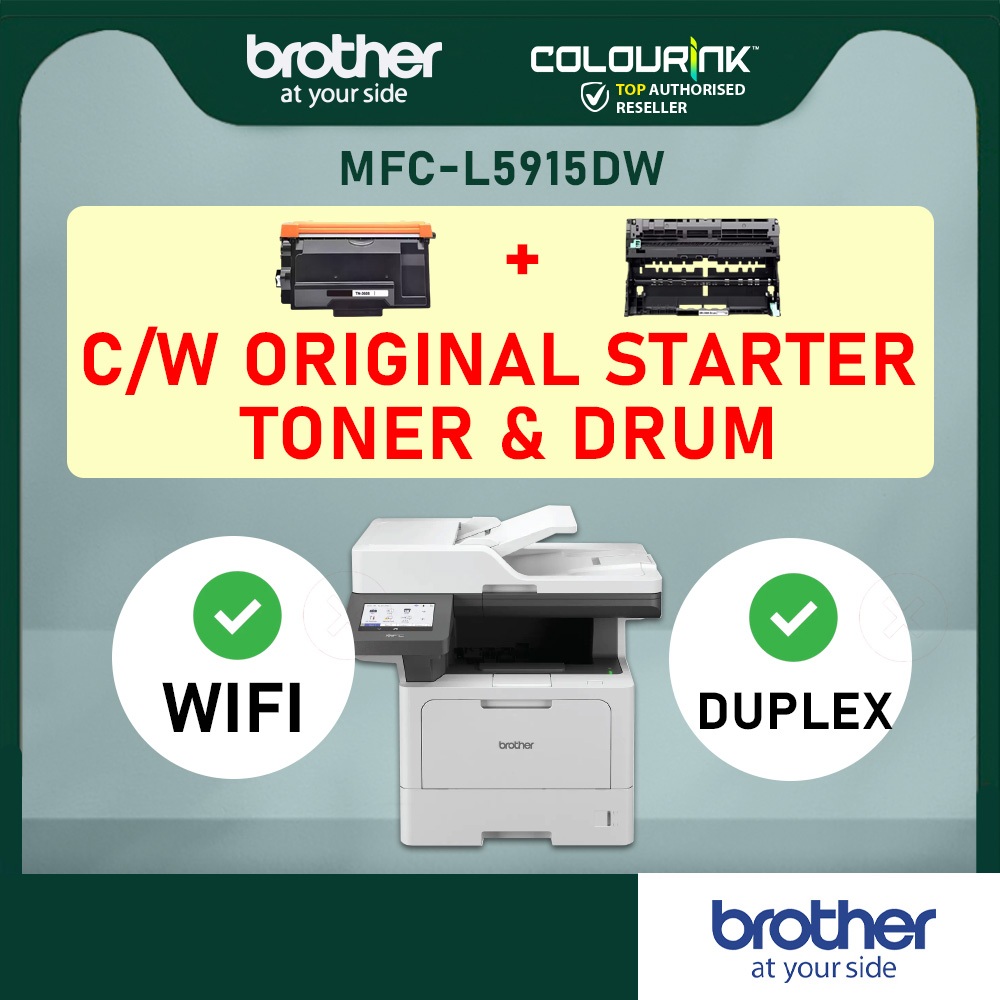 Brother MFC-L5915DW A4 3-in-1 Fax  Mono Laser Printer Duplex WiFi Mobile Print similar L2550DW L2770DW L5900DW