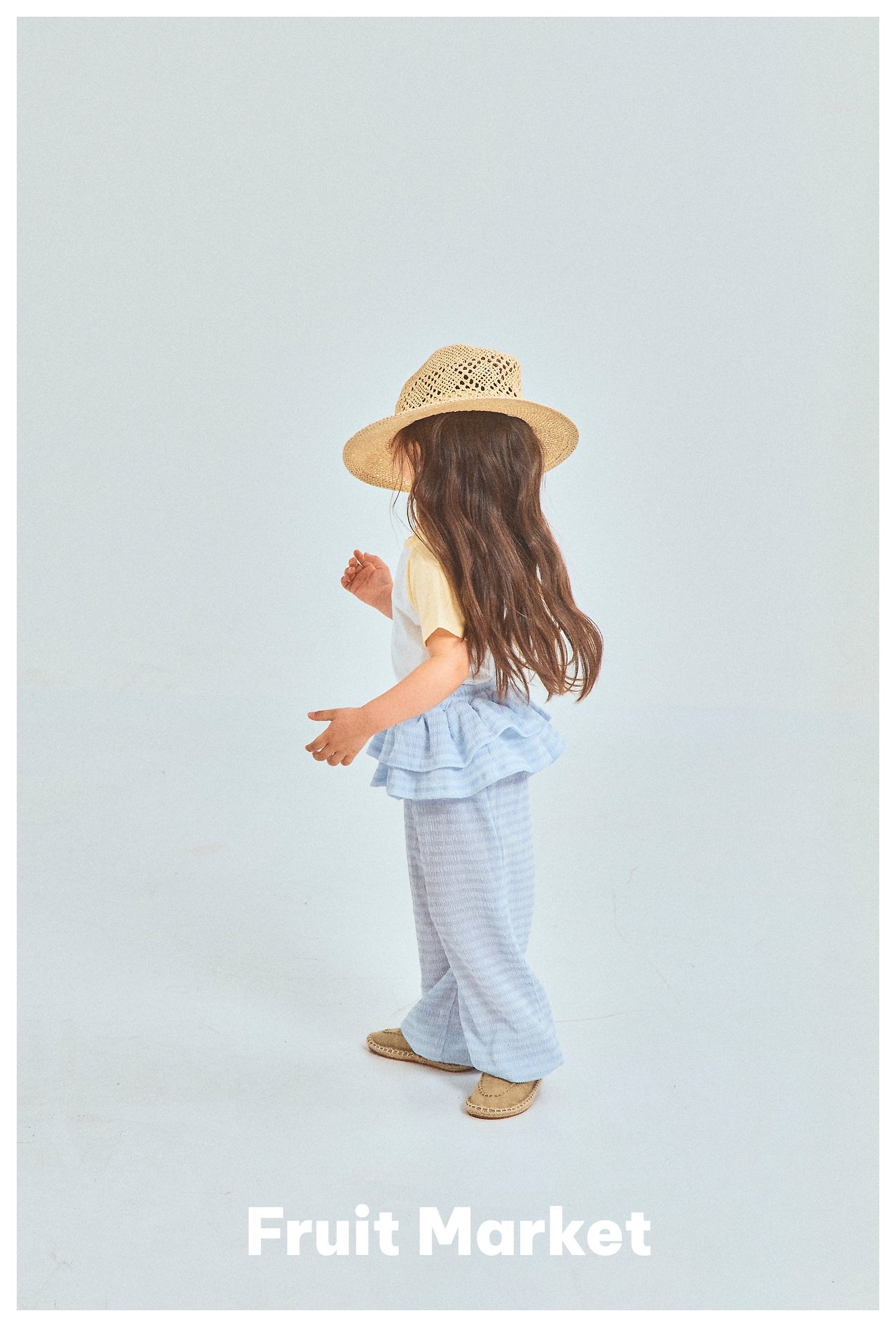 Fruit | Frill stripe pants (Blue L110-120)