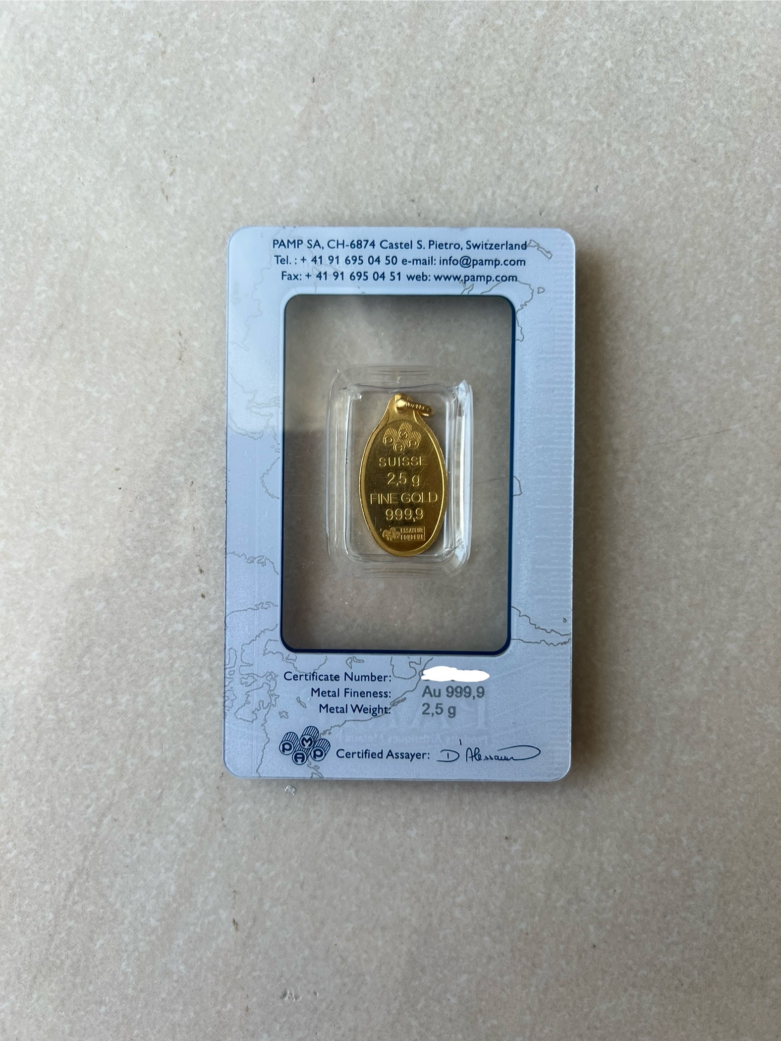 (SN:3163)PAMP Rosa Pendant 2.5g (2.7g)🇨🇭Swiss Fine Gold Bar Emas 999.9 (open sealed) 玫瑰吊坠
