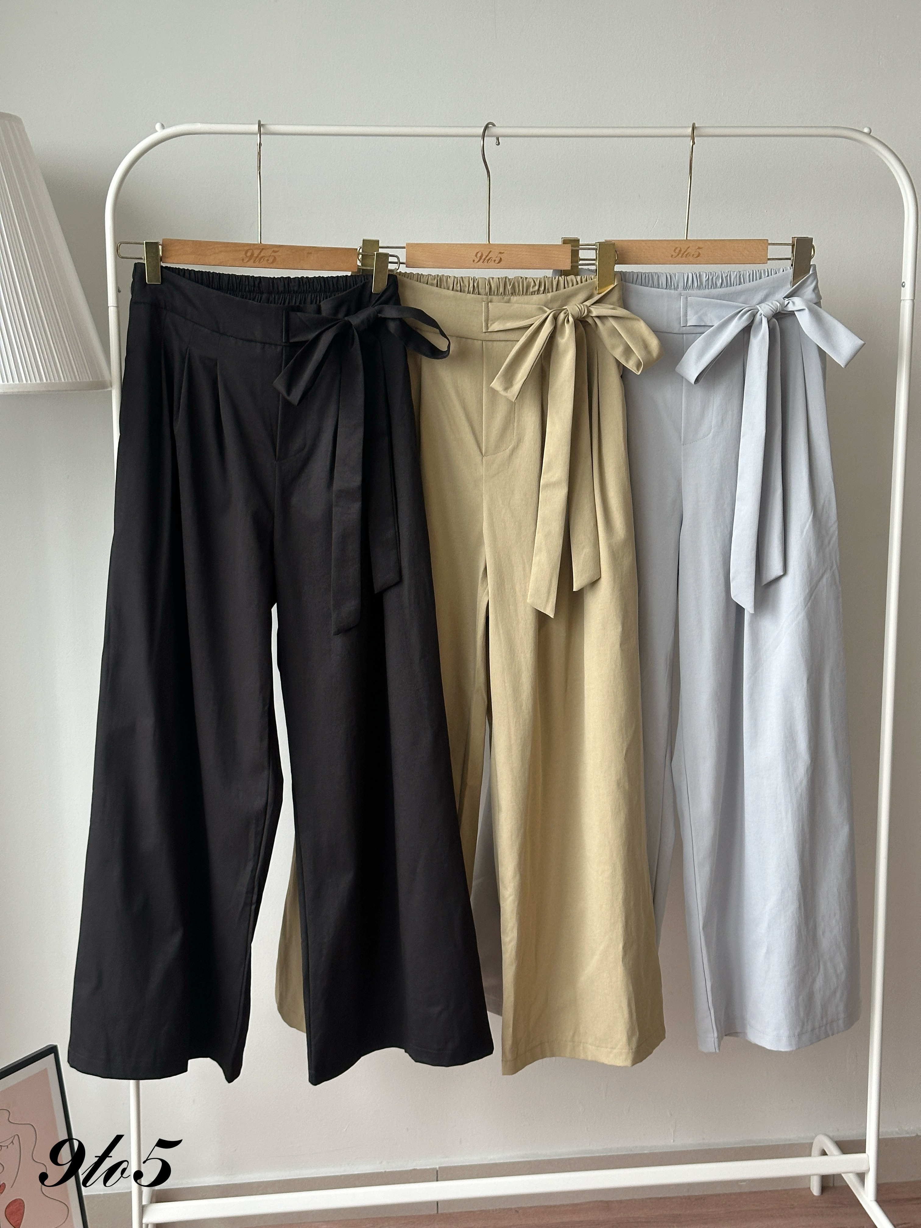 S1976 Side-tie Wide Leg Pants - 3 Colors 
