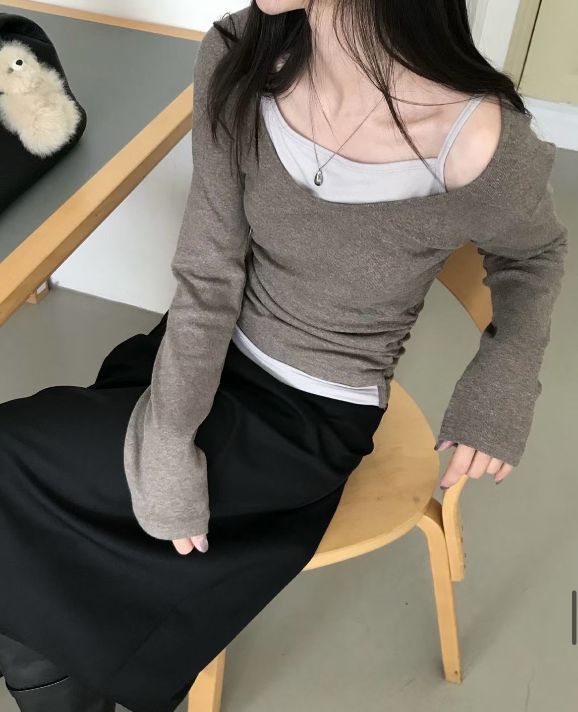 韓國顯瘦兩件外撘假背心