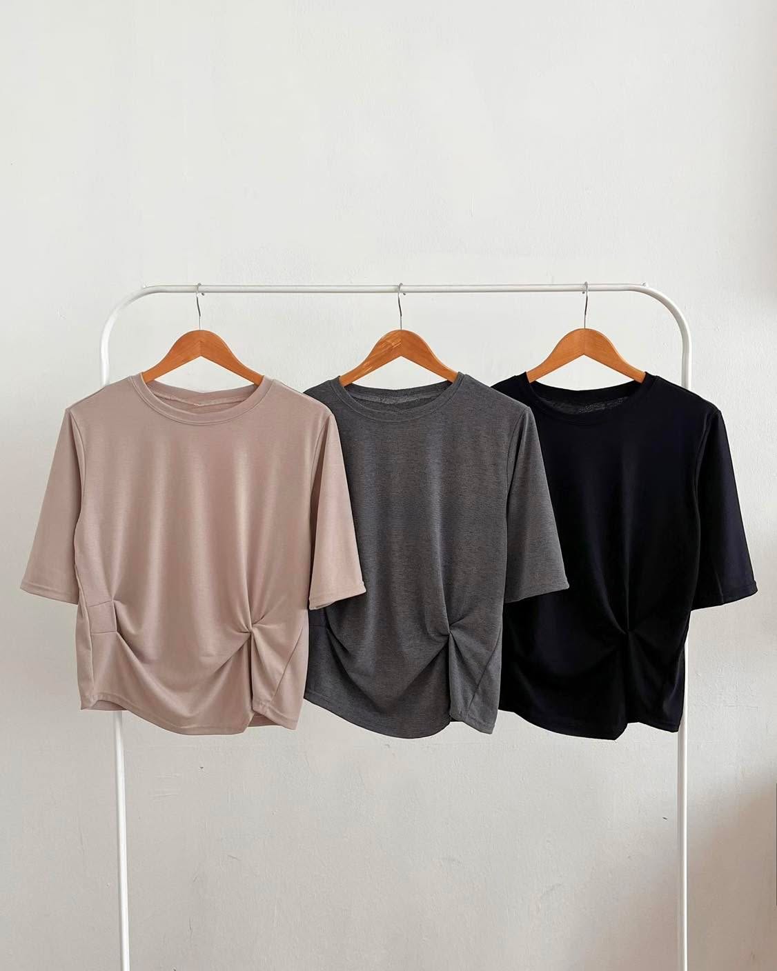皺褶短袖 Tee