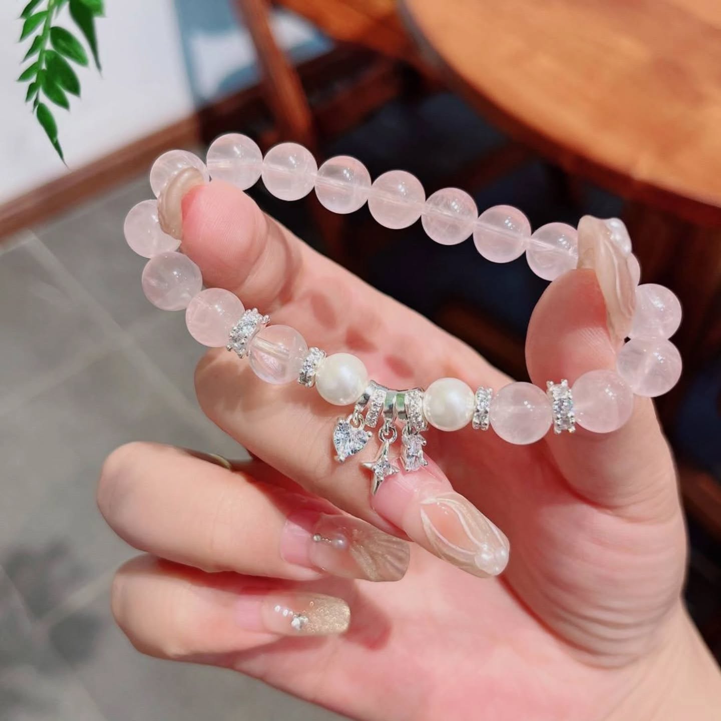 粉水晶珍珠手链 🇨🇳