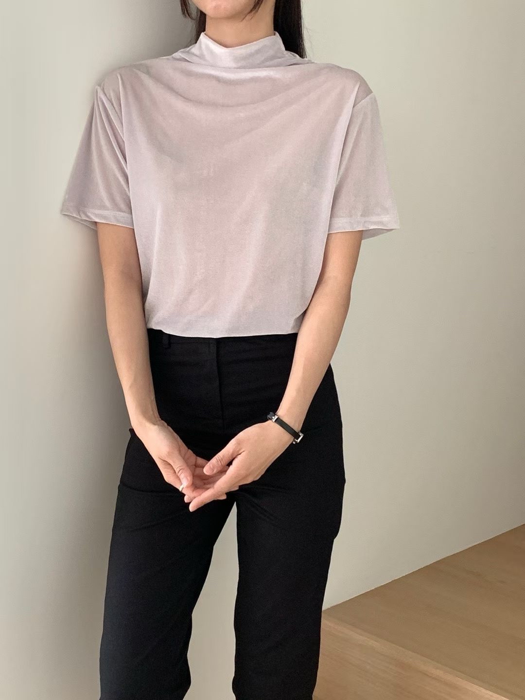 221500 企領短袖薄絲絨Tee