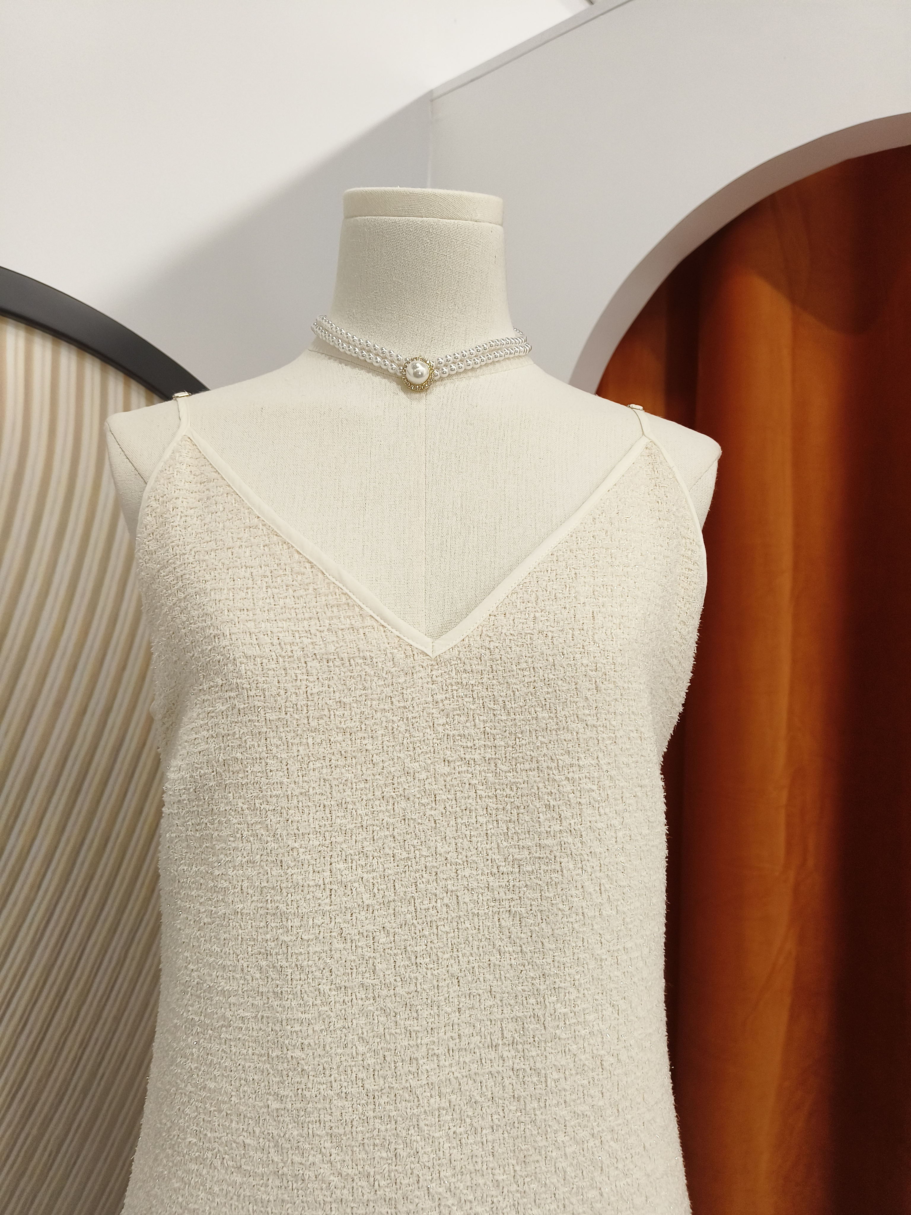 V领法式流苏连衣裙 V Neck Fringe Hem Cami Dress
