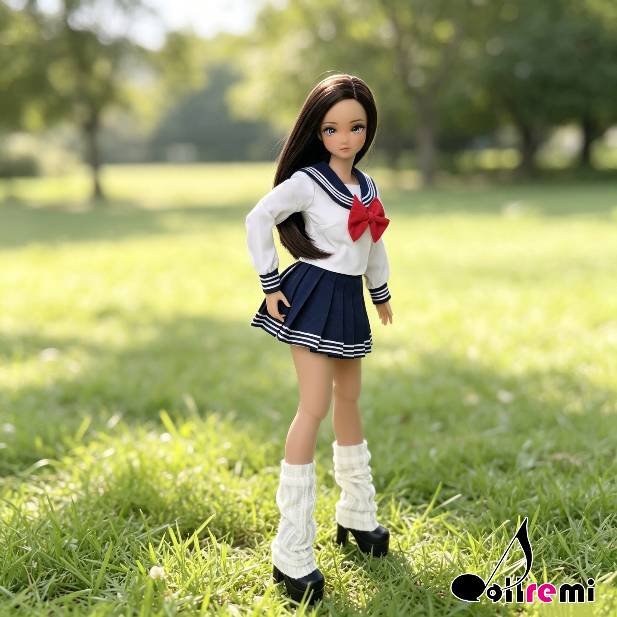 【dollremi】(A031) Pear Body 白色針織長筒大象襪套 Long Leg Stockings Knitted