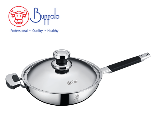 755428A/28cm單柄五層平底炒鍋連玻璃蓋