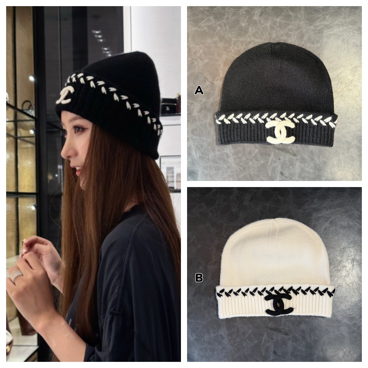 【原單】CHANEL 26B新款羊絨編織logo冷帽