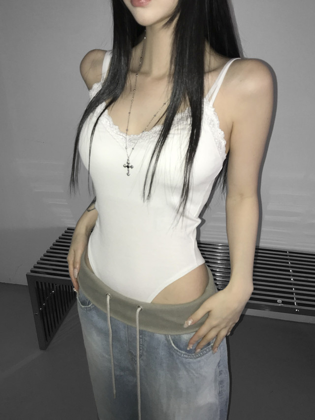 Slim Fit Lace Trim Bodysuit