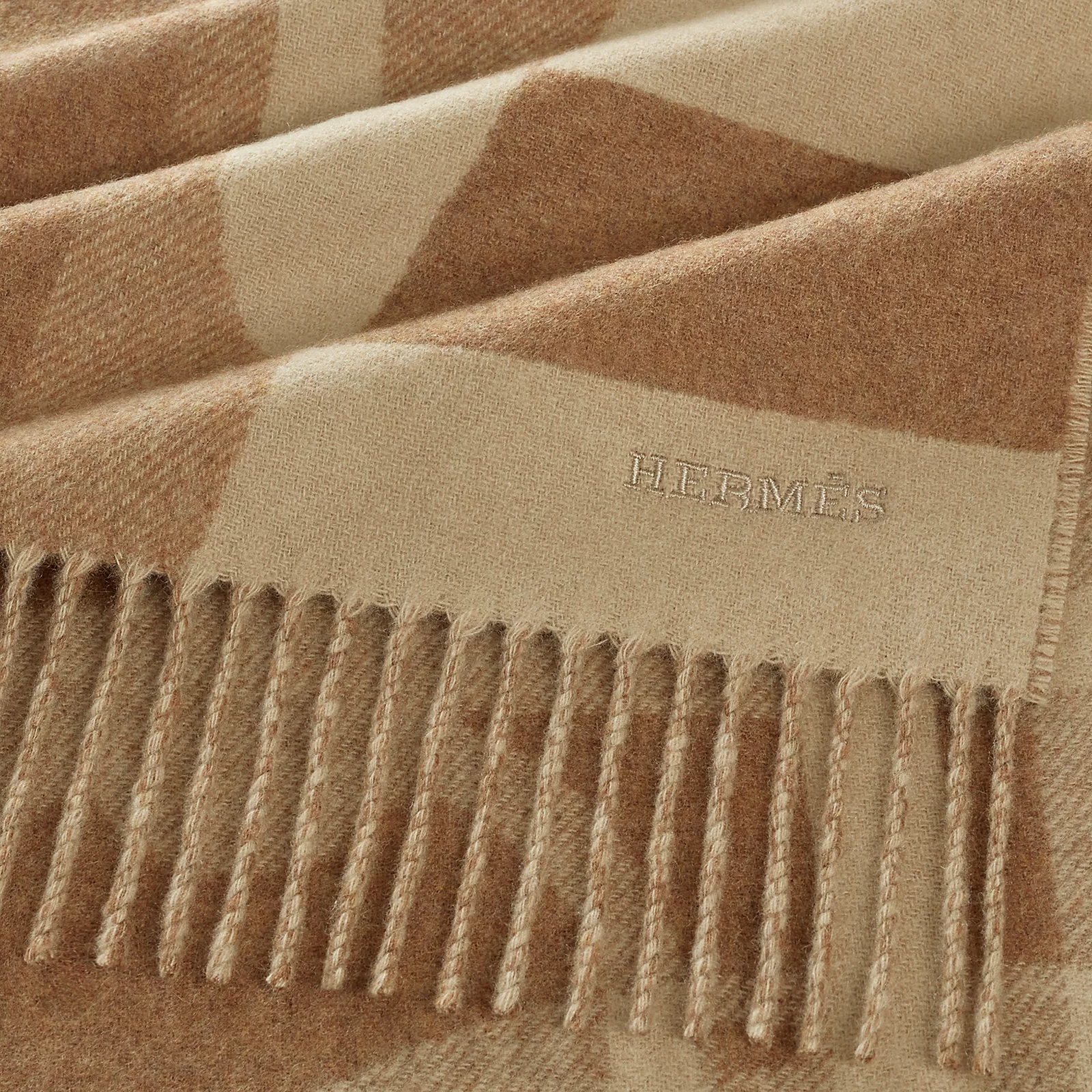 Hermes 全新🆕 100%羊絨 Ready Steady Go “預備，跑！”圖案 雙面圍巾  