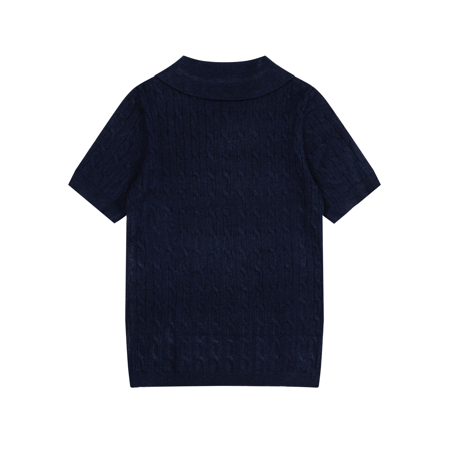 Mardi Mercredi Flower Embroidery Cable Short Sleeve Knit