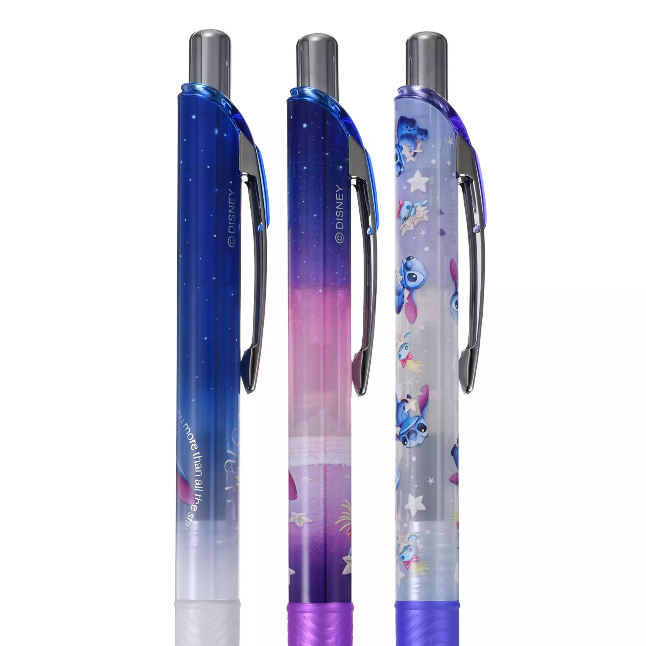 現貨｜【日本 Disney Store 限定】一套三枝 Stitch 史迪仔 日本製 Pentel EnerGel 0.5mm 黑色 啫喱筆 281134