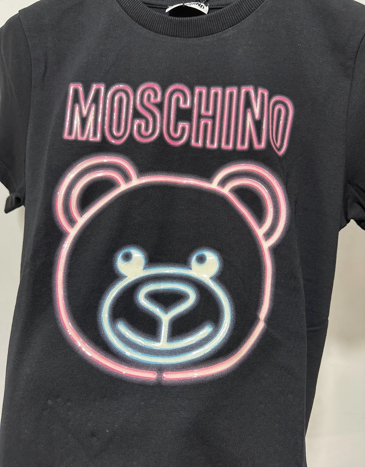 Moschino Neon熊仔黑色Tee（童裝12碼）