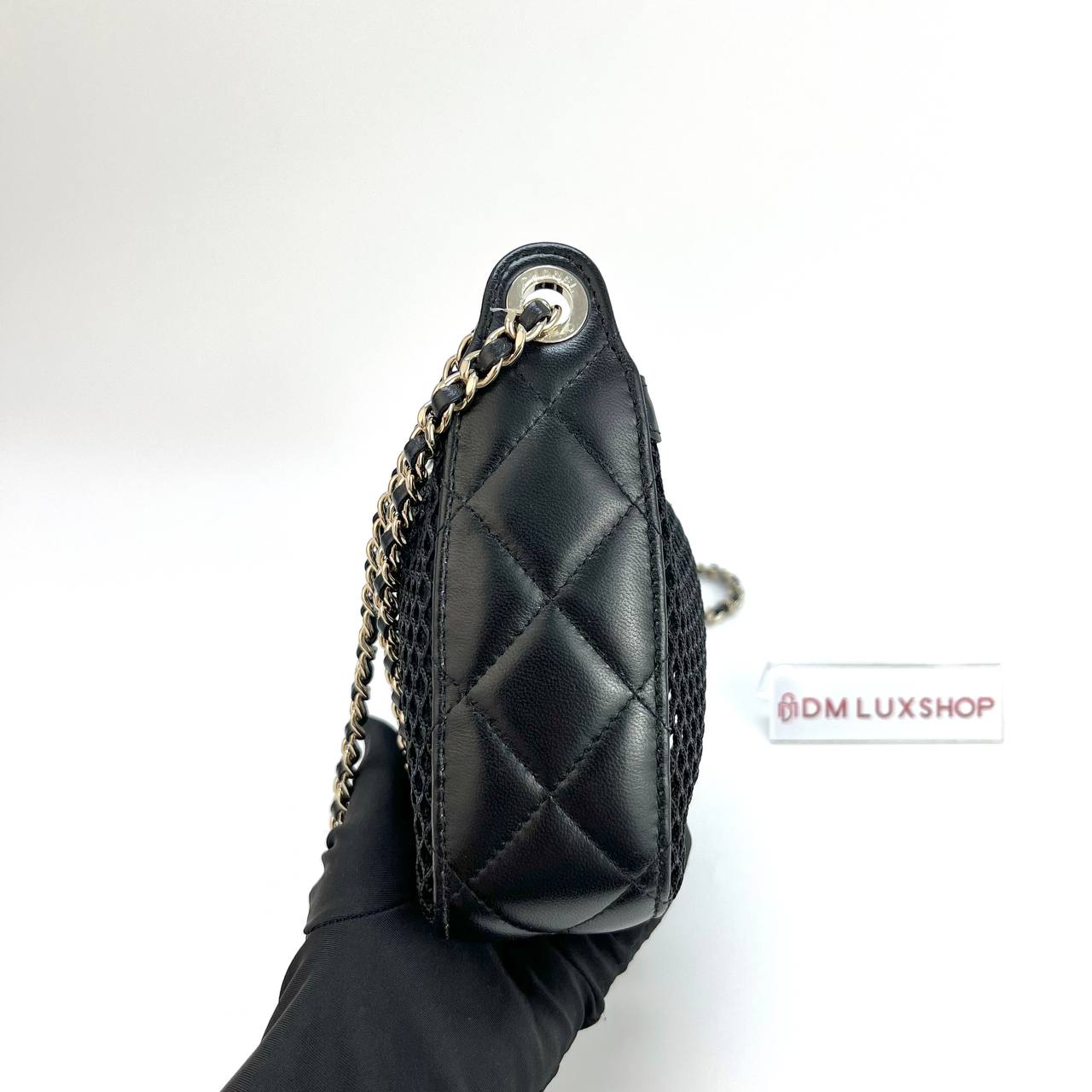 Chanel 25S Mesh & Lambskin Clutch w/ Chain GHW (Microchip)