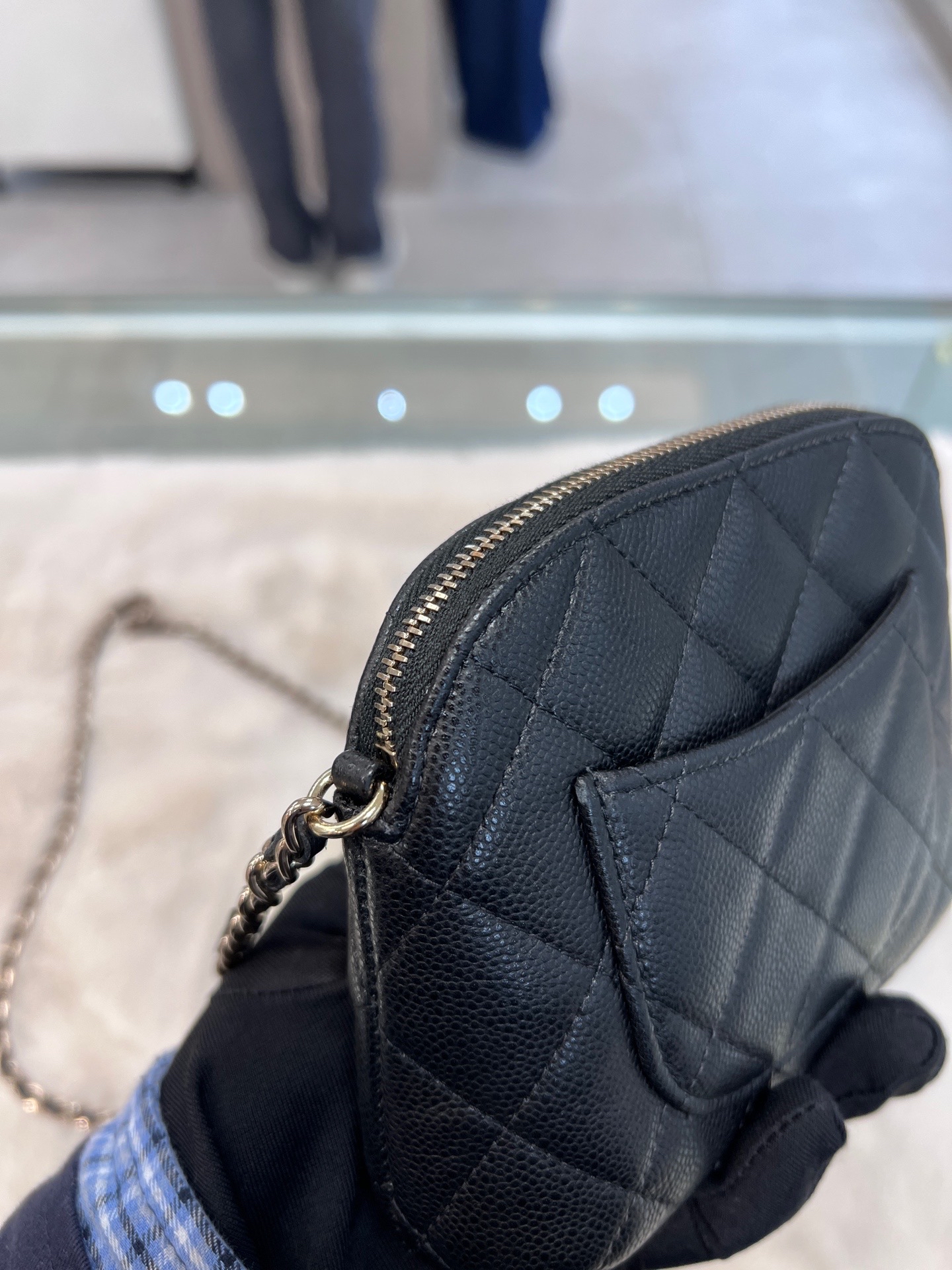 【預訂貨品】Full set👜芯片款 Chanel黑金荔枝牛皮mini貝殼包 