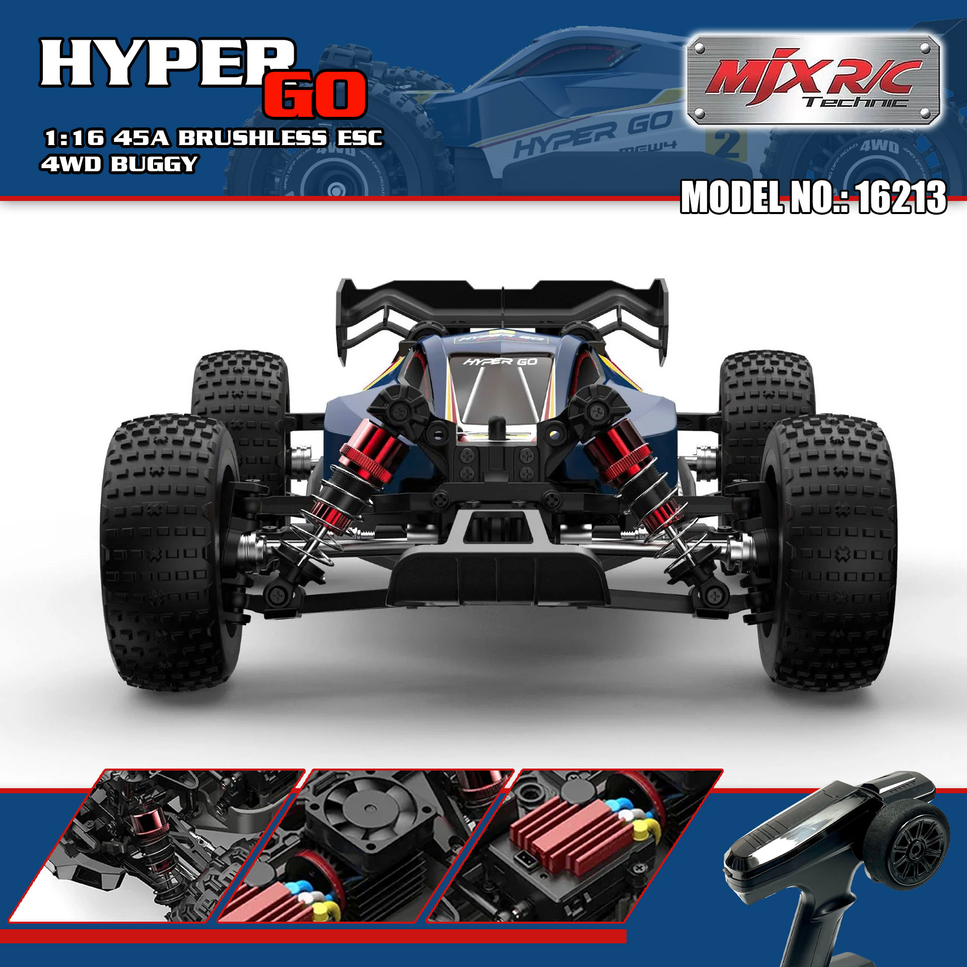 全新 美嘉欣 MJX R/C 1:16 16213 無刷越野車 | 雙車殼及2套車軩 | 金屬齒輪 | 油壓避震 | 可用2s-3s電 | 最高速約60KM/H