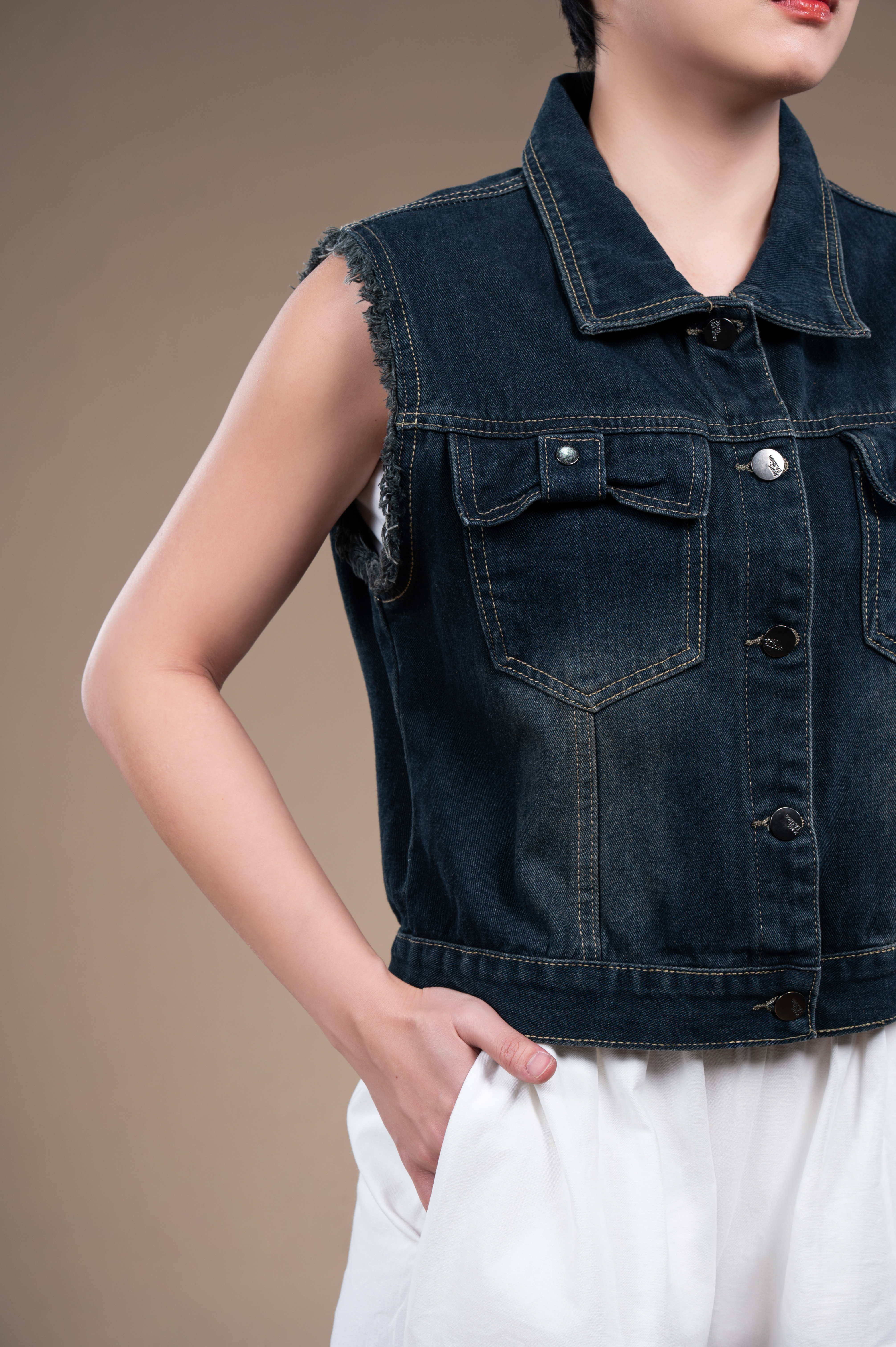 Classic Navy Denim Vest
