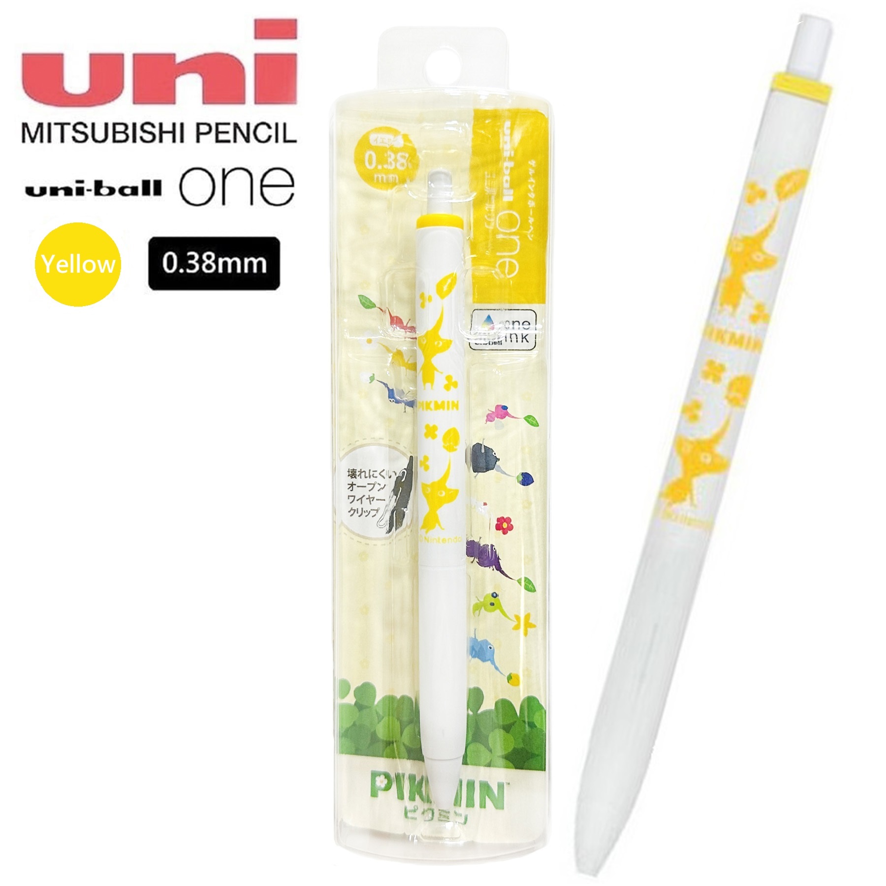 現貨｜皮克敏 Pikmin 三菱 uni-ball one 日本製 0.38mm 黃色 Yellow 啫喱筆 (706432)