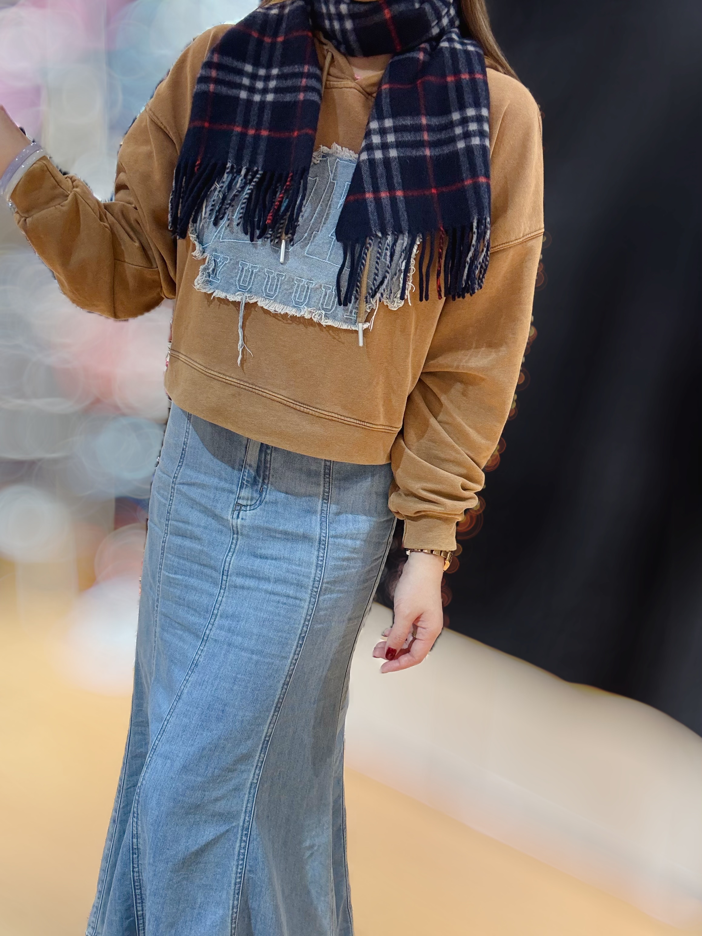 Burberry scarf short/check/navy