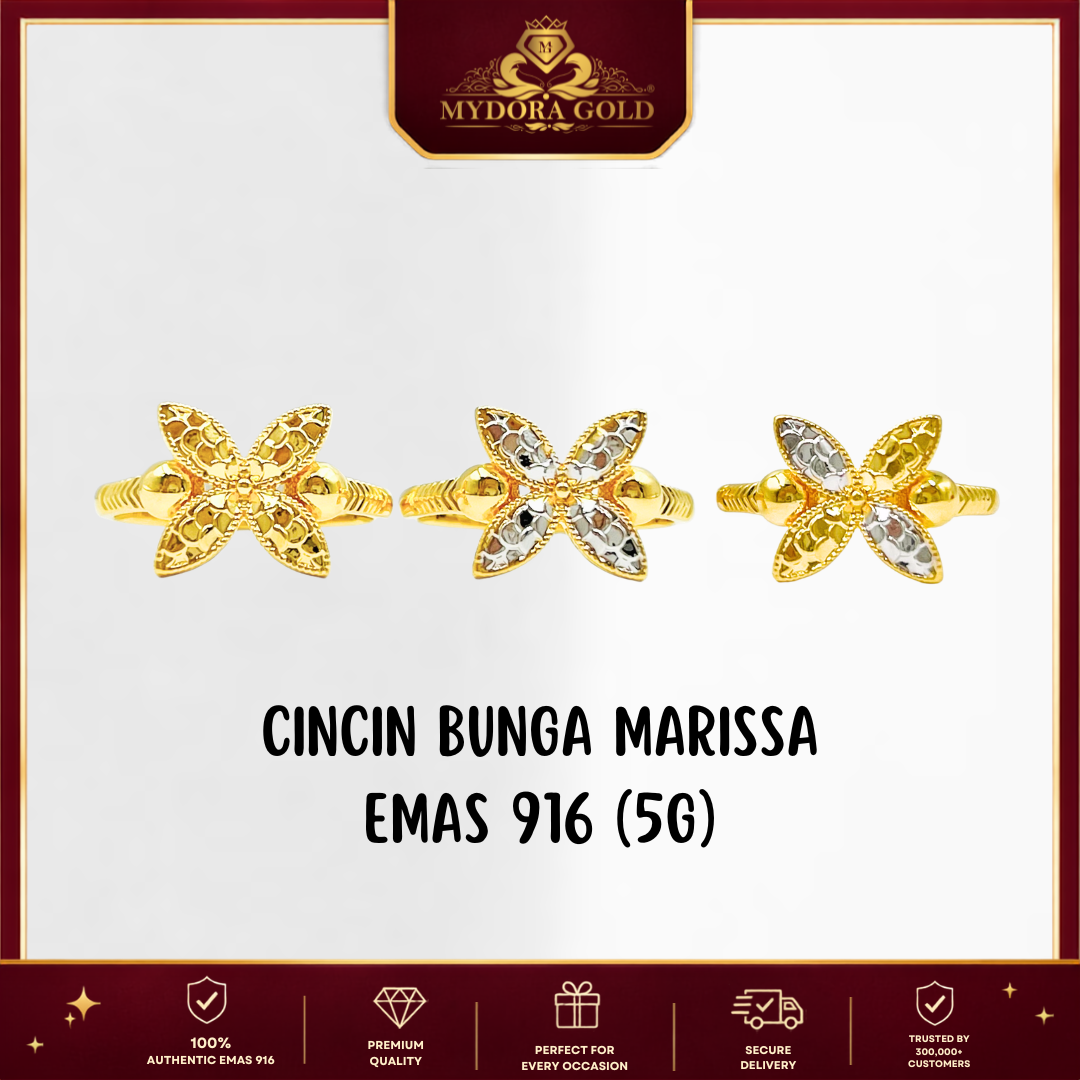 MYDORA Cincin Bunga Marissa (5G) l EMAS 916/22K