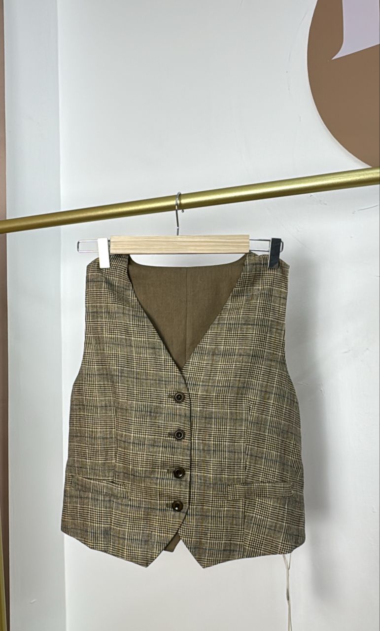 高级纯棉亚麻复古马甲