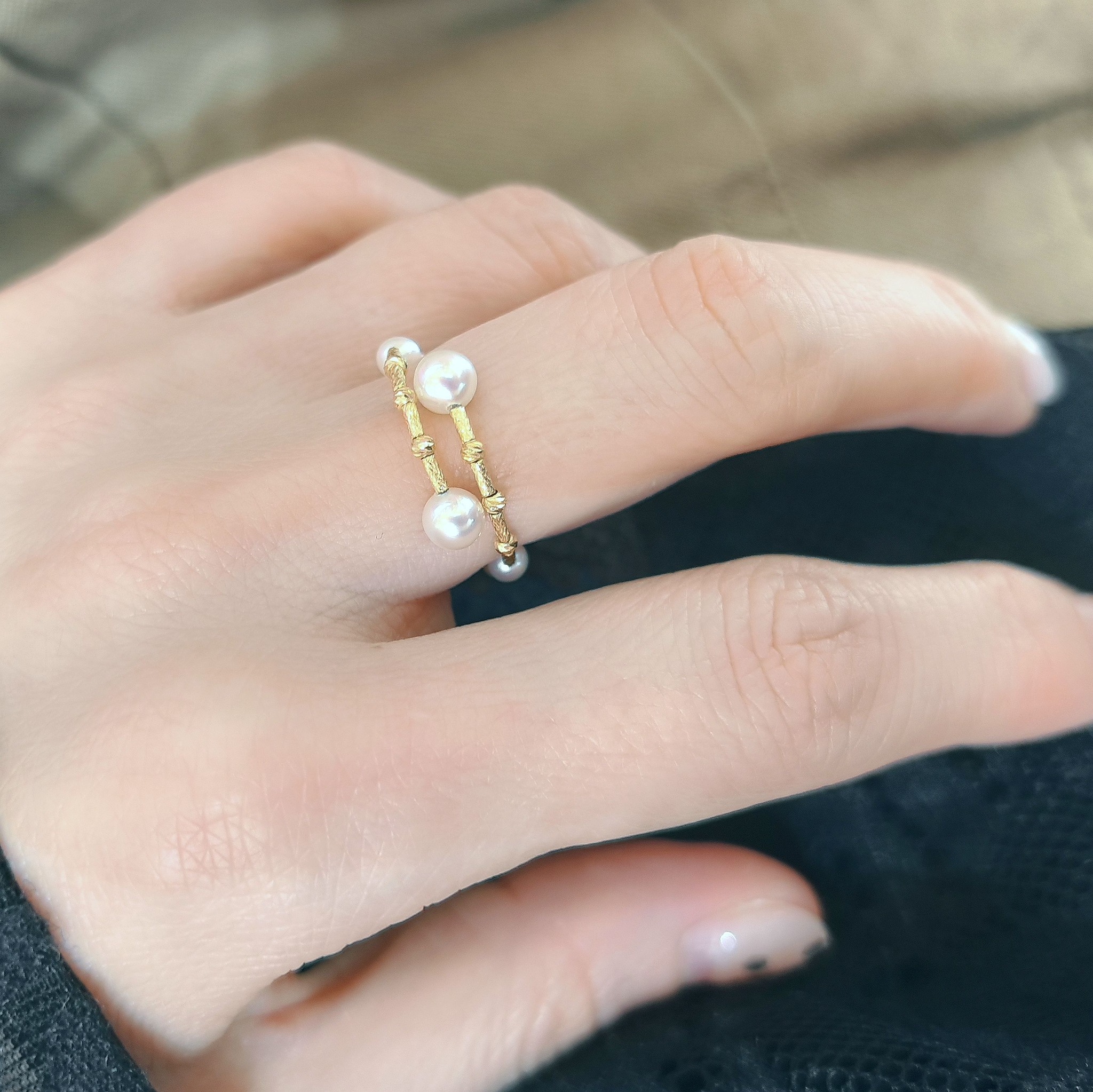 18K金 日本akoya珍珠戒指