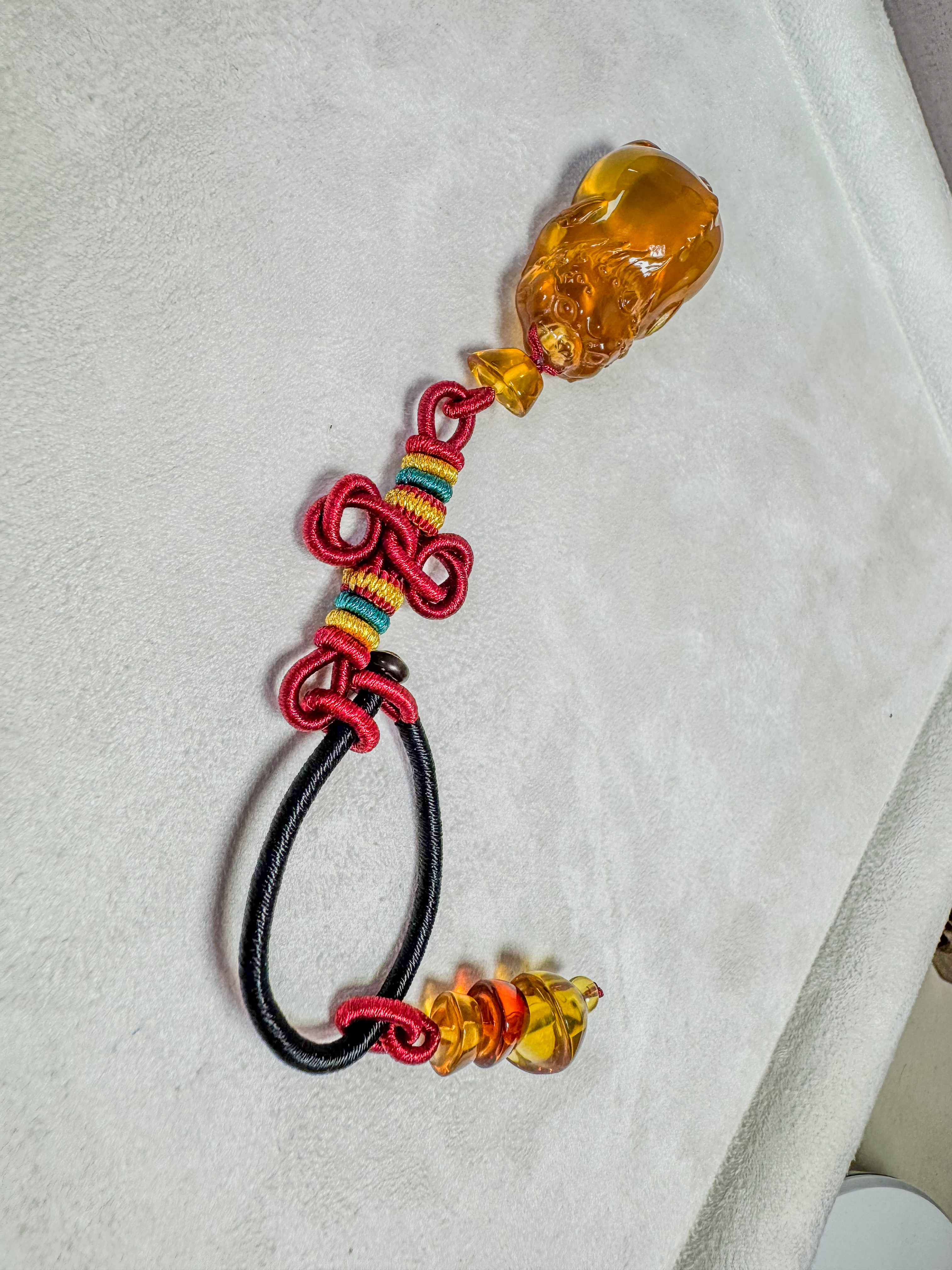 琥珀貔貅吊飾吉祥掛件(22x37x18mm)