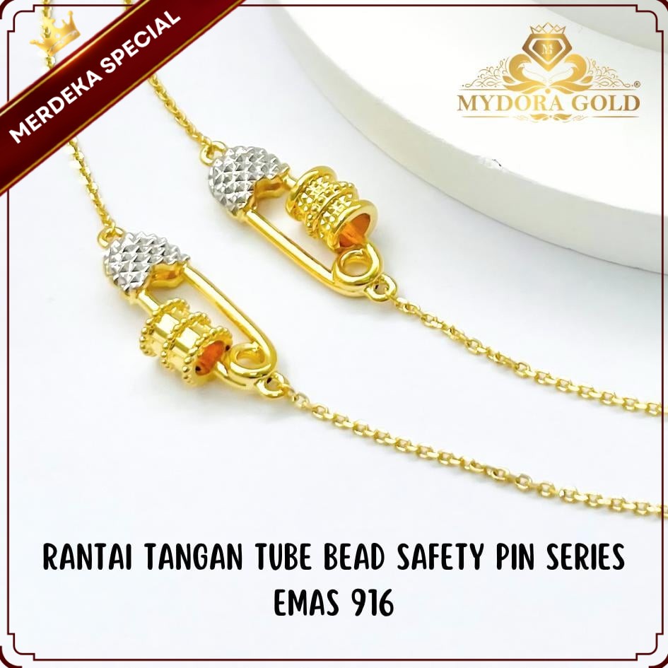 MYDORA Rantai Tangan Tube Bead Safety Pin Series l EMAS 916/22K