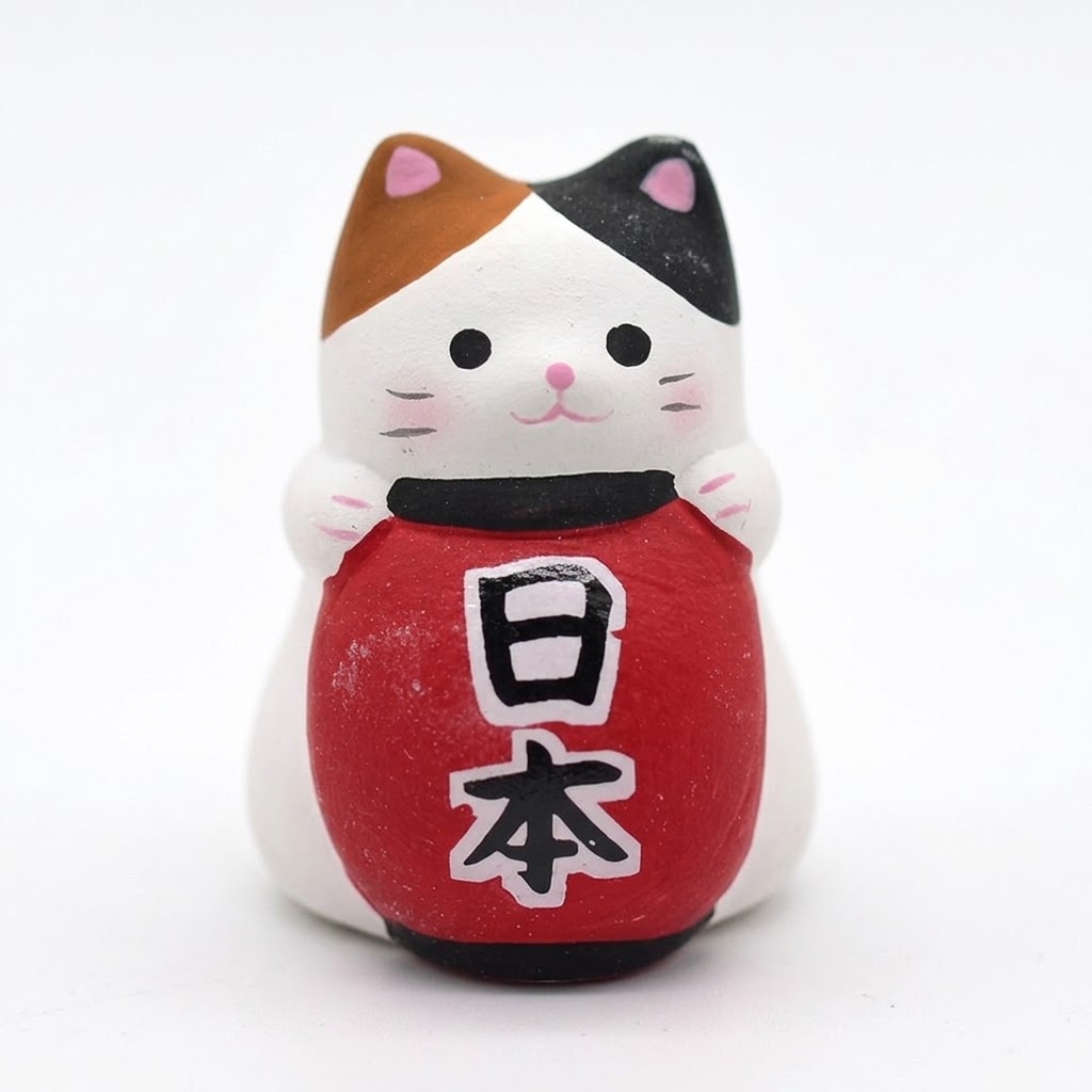三毛招財貓與日本名所陶藝擺設 (連籤文)