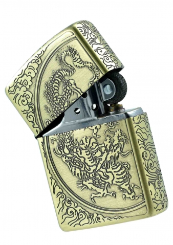 Zippo - ZBT-3-33A / ZA-3-33A 日版 Aromr®祥龍盤云 幸運龍-古銅金(加厚版)（拉絲鍍銅）